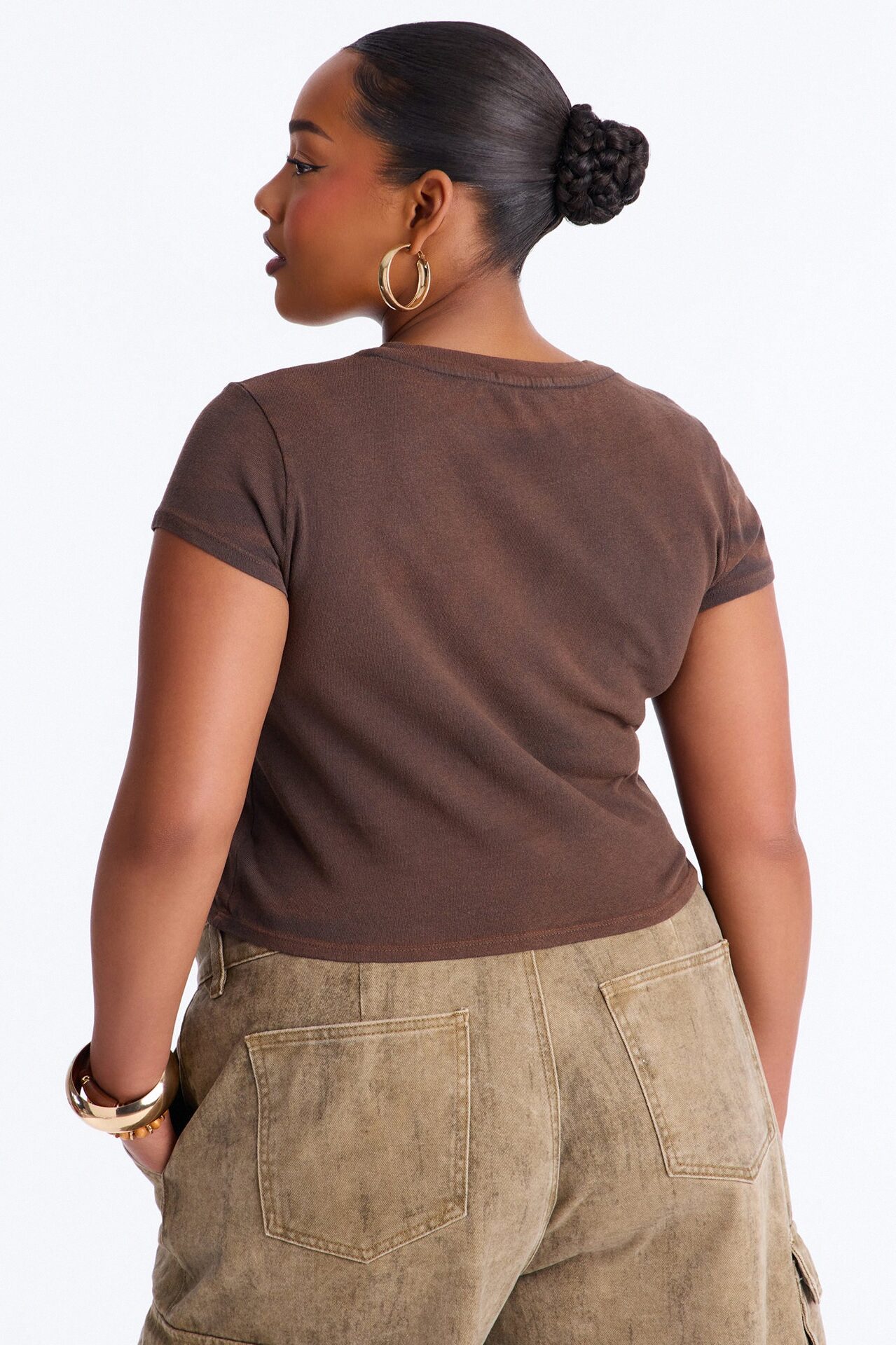 Cowgirl Shit All Day Washed Baby Tee - Brown