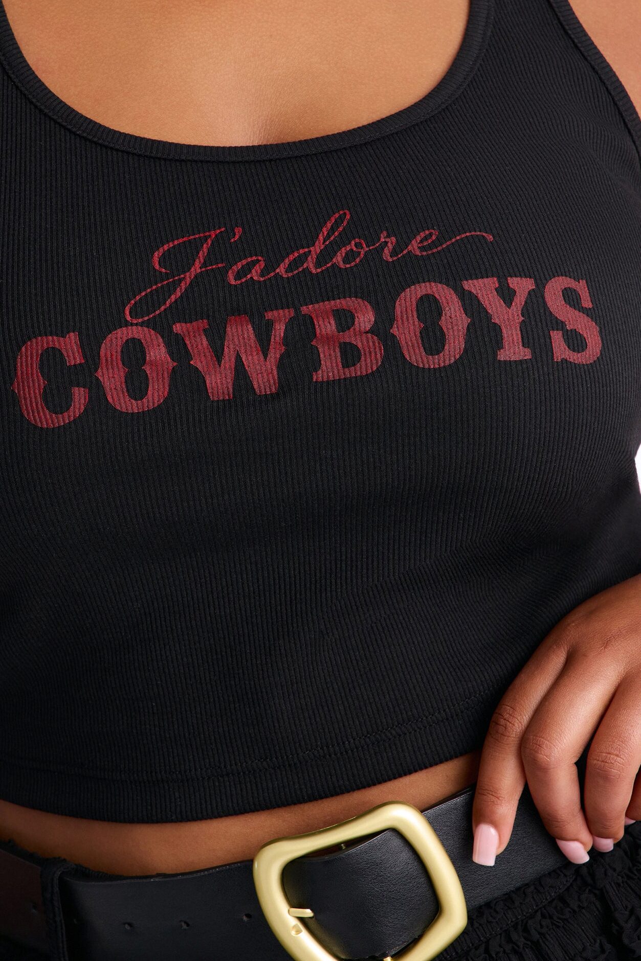 J'adore Cowboys Tank - Black