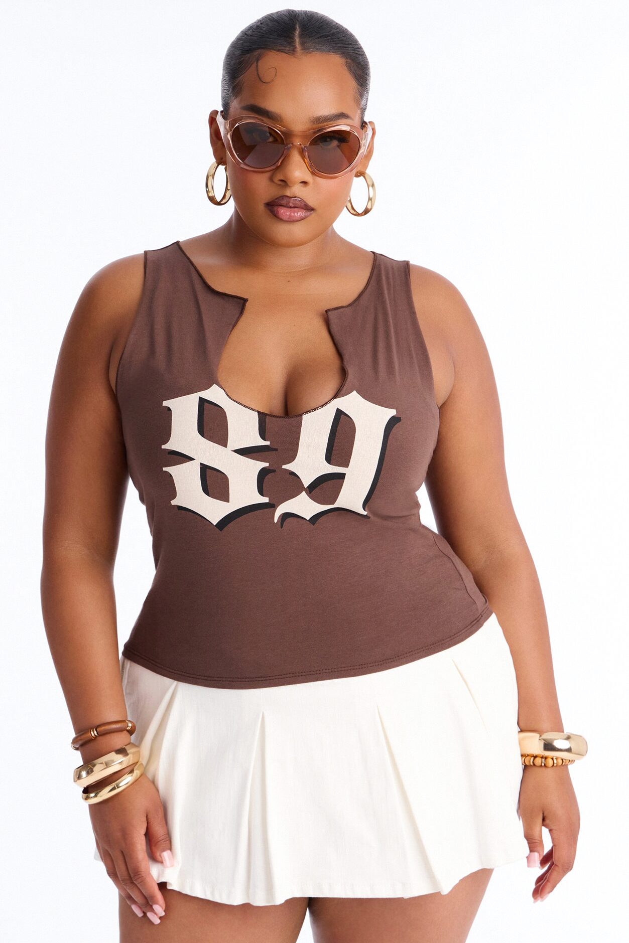 Eighty Nine Baby Tank Top - Brown