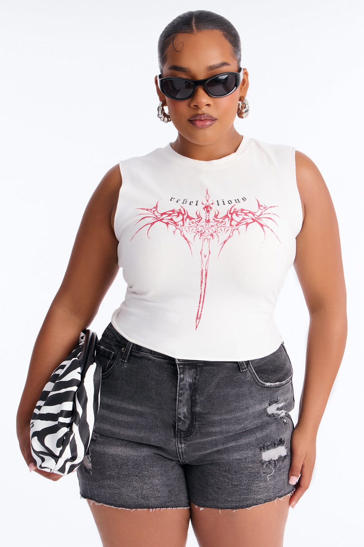 Rebellious Lace Up Tank Top - White