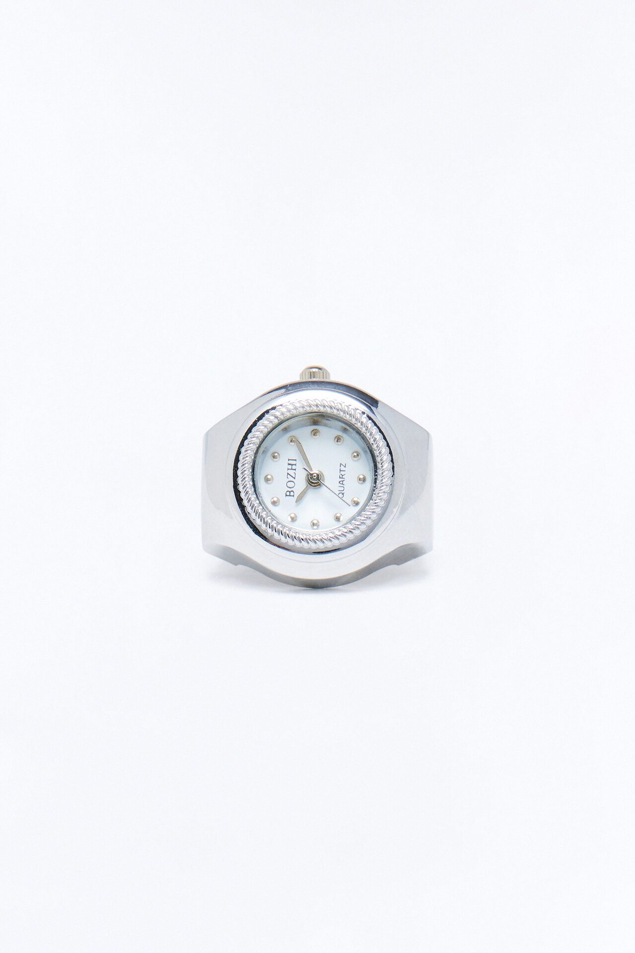 Time Struck Functional Watch Dial Ring - Silver