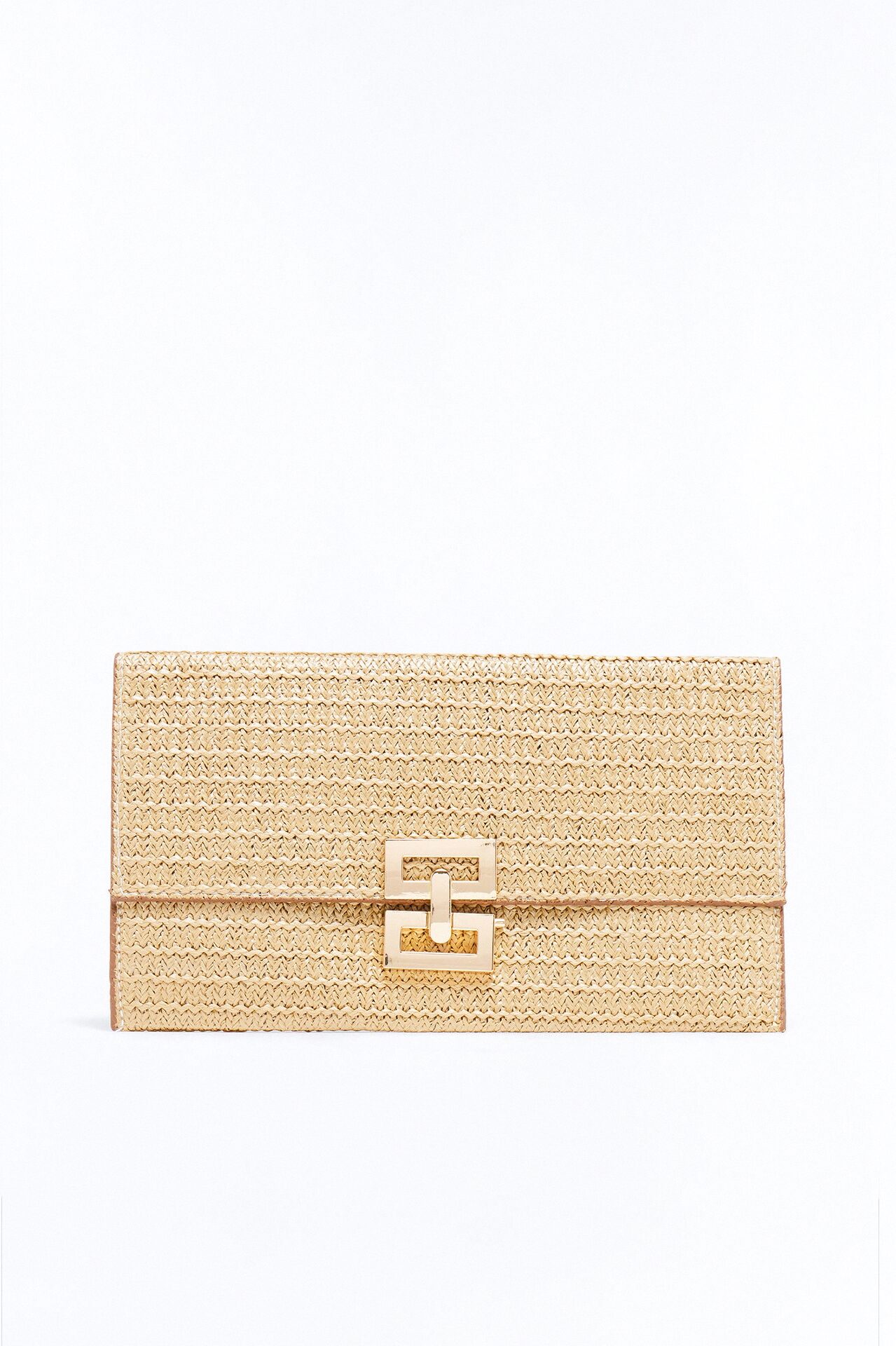 Dinner On The Beach Straw Clutch - Natural