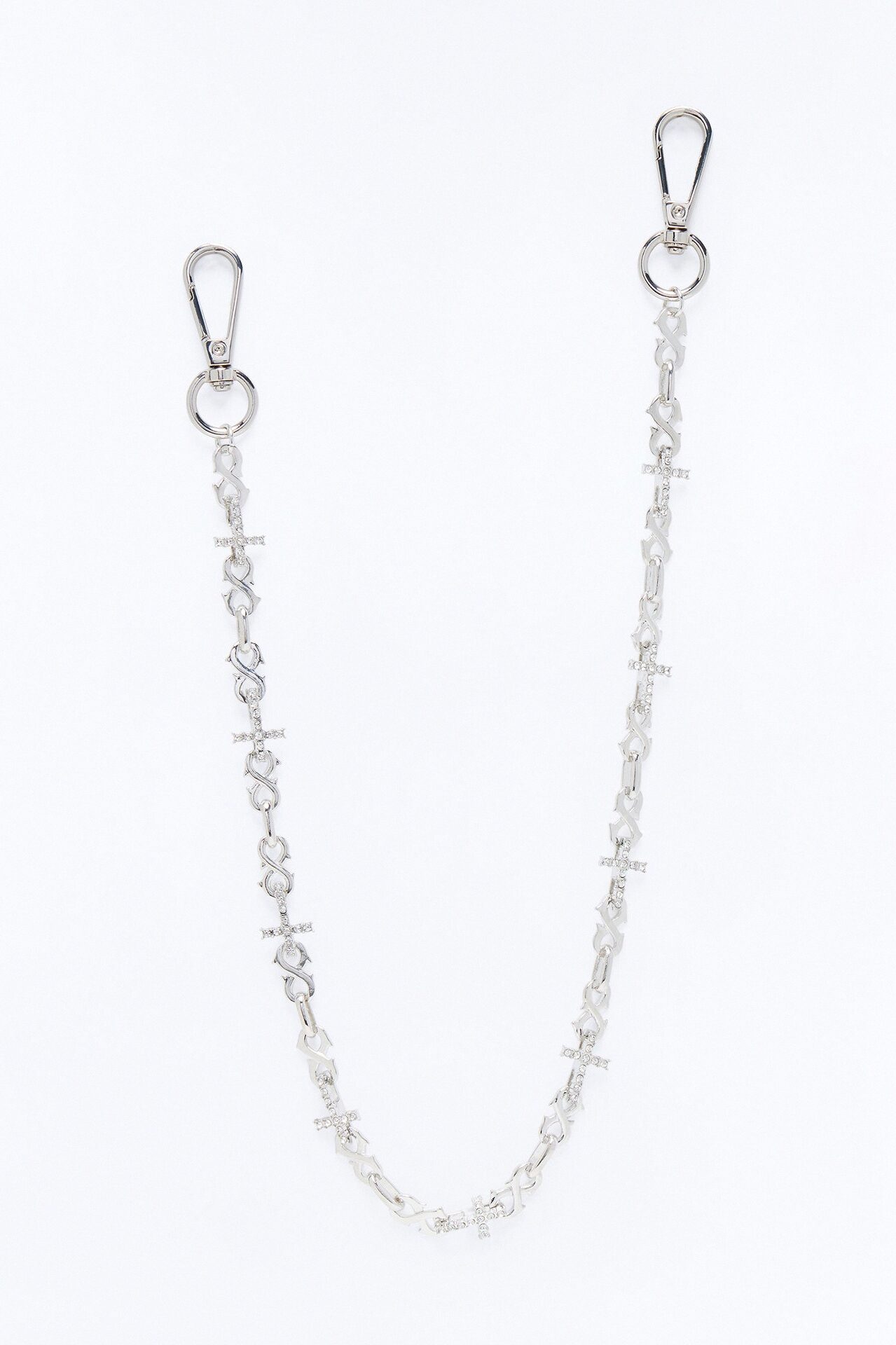 Infinity Cross Rhinestone Pant Chain - Silver