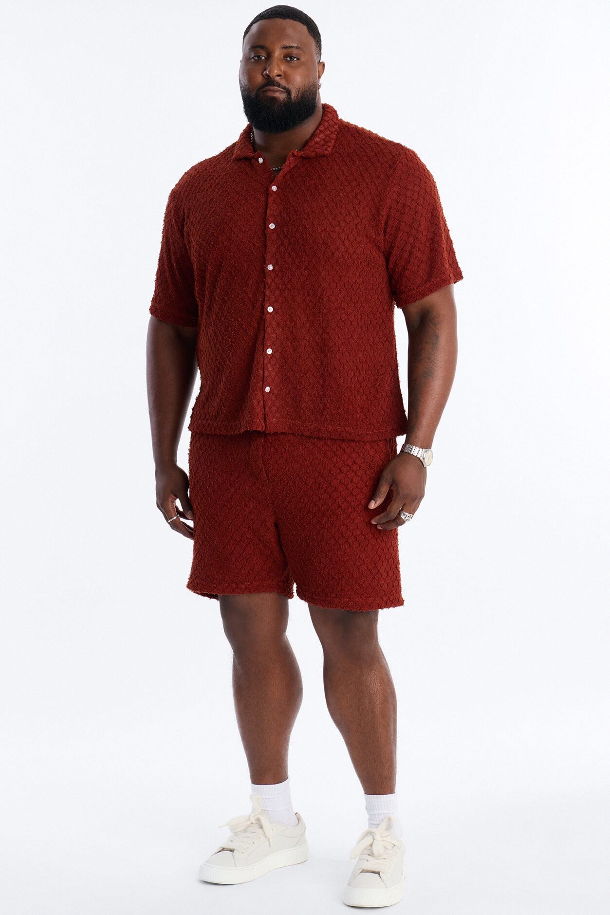 Mahogany Net Relaxed Shorts - Brown