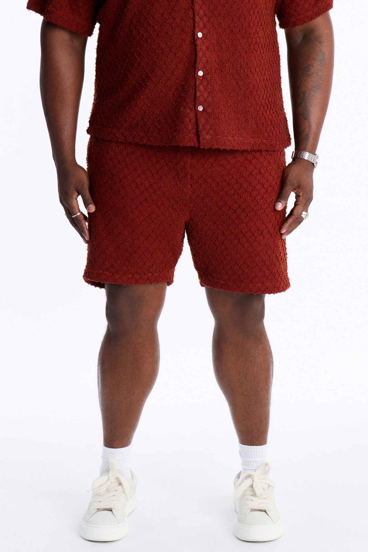 Mahogany Net Relaxed Shorts - Brown