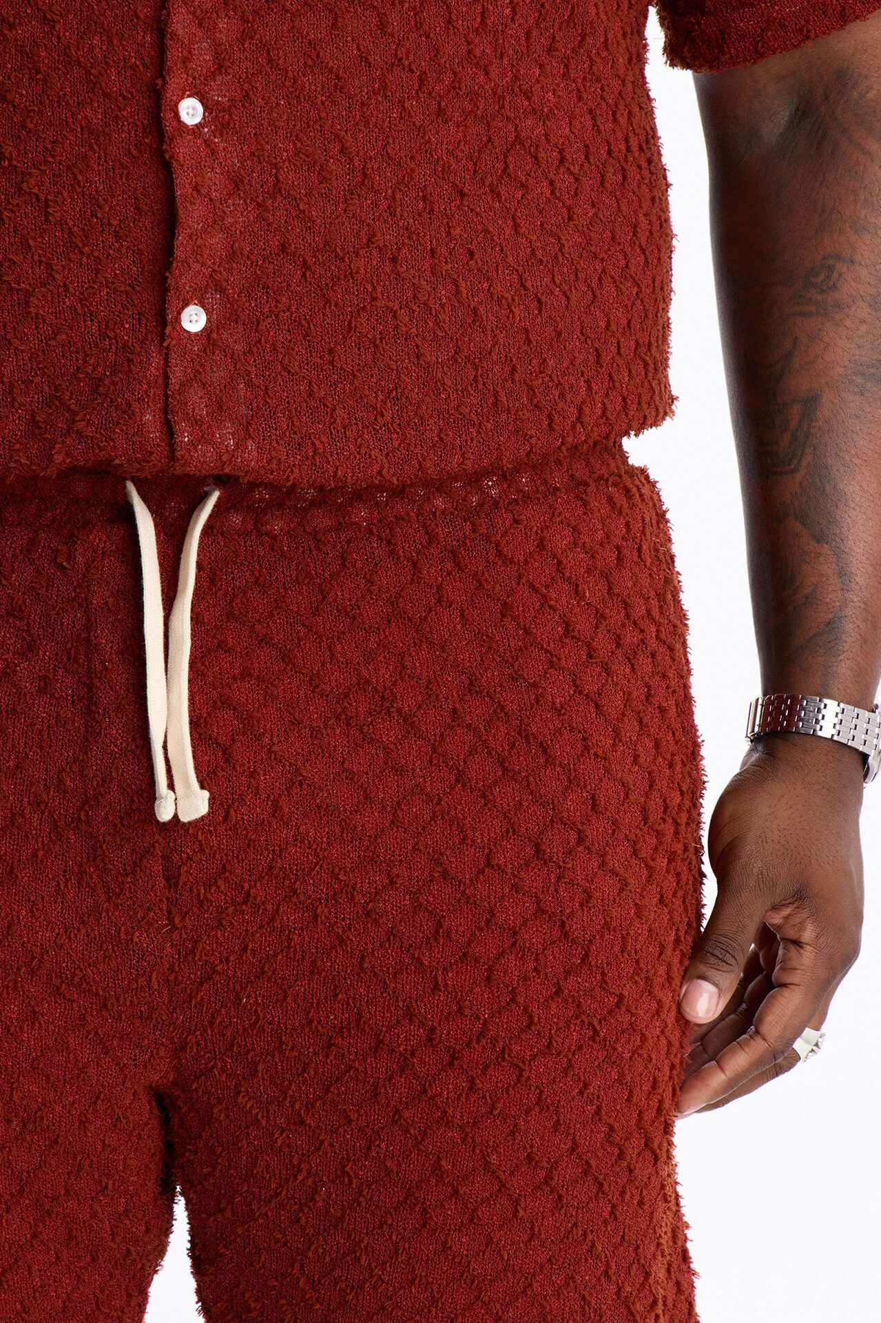 Mahogany Net Relaxed Shorts - Brown