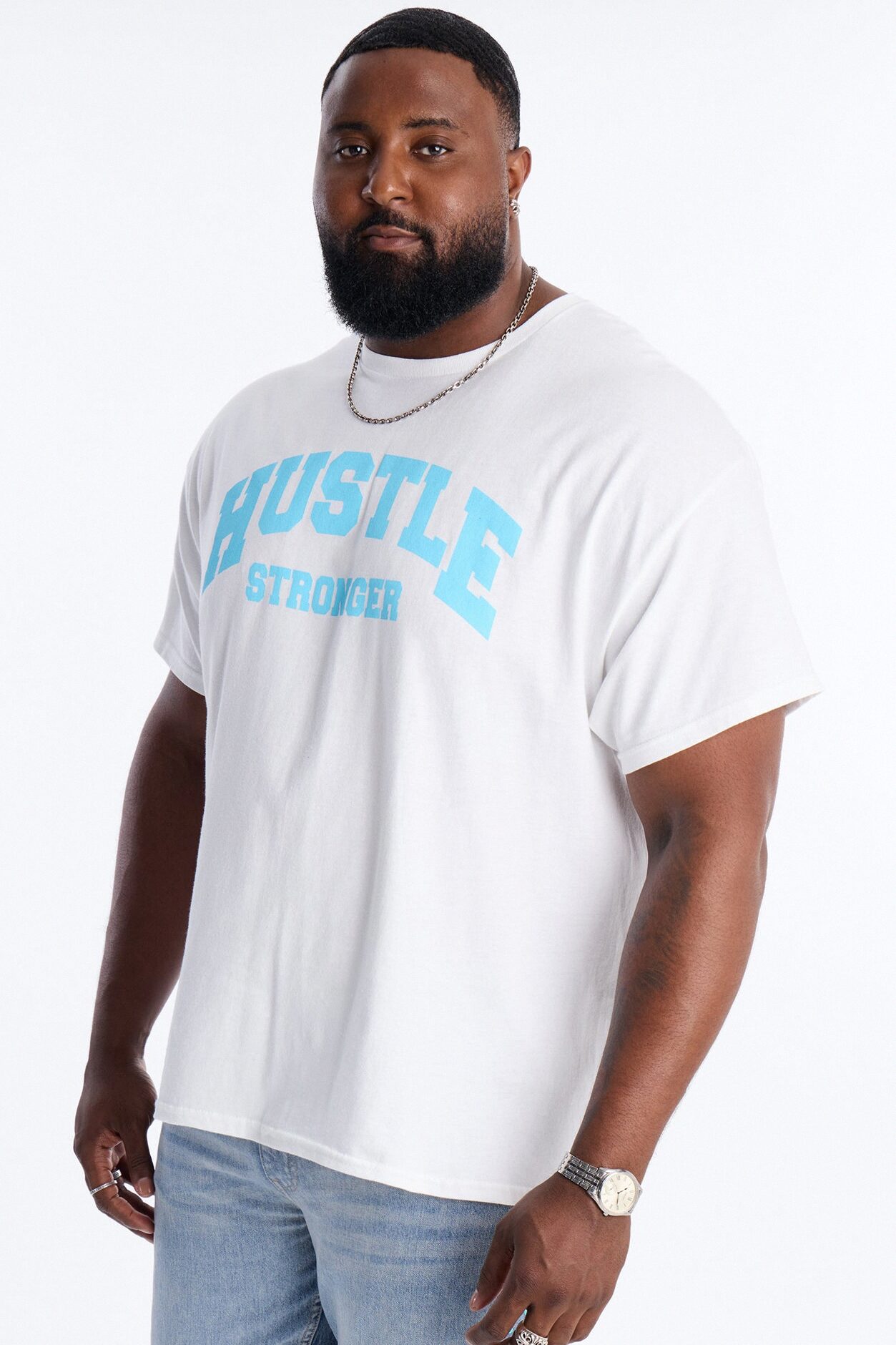 Hustle Stronger Short Sleeve Tee - White