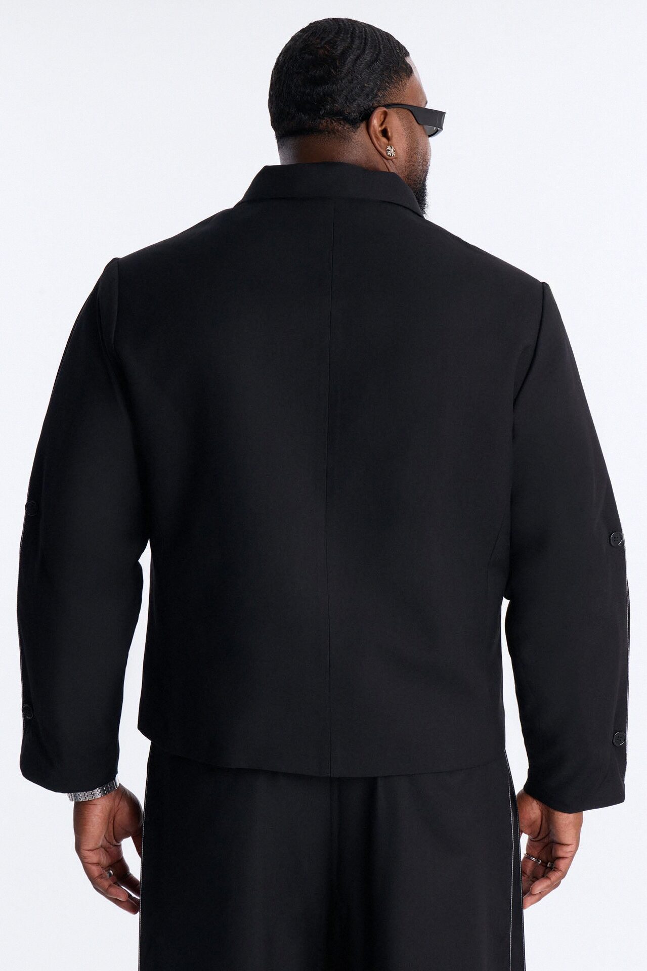 Relaxed New Age Zipper Reveal Tuxedo Jacket - Black
