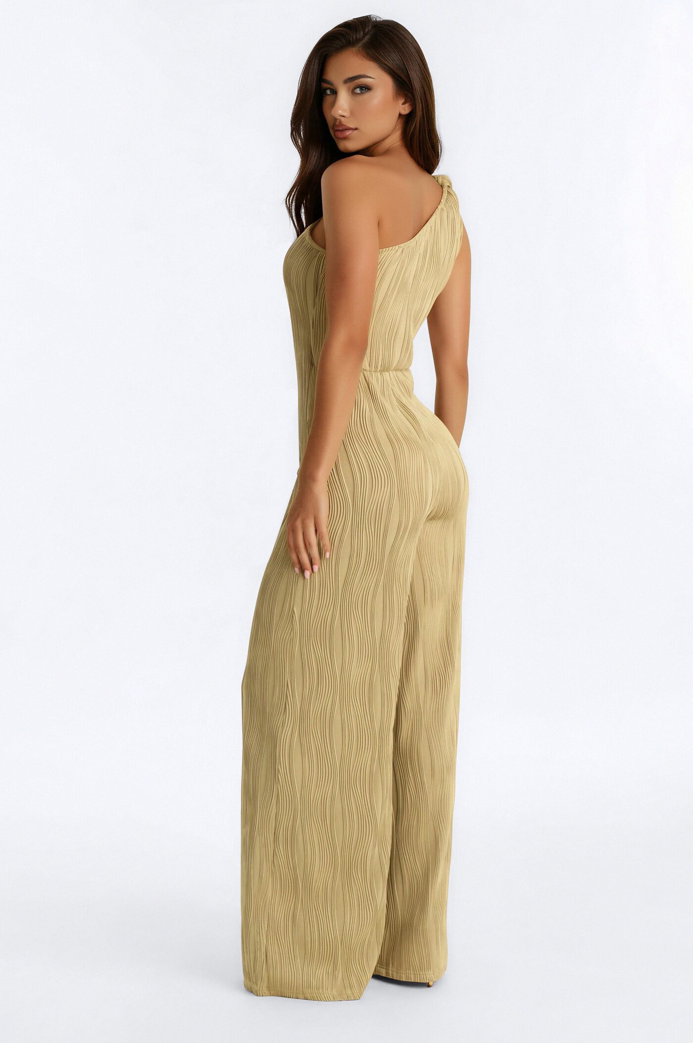 Nyla Textured Wide Leg Jumpsuit - Sage