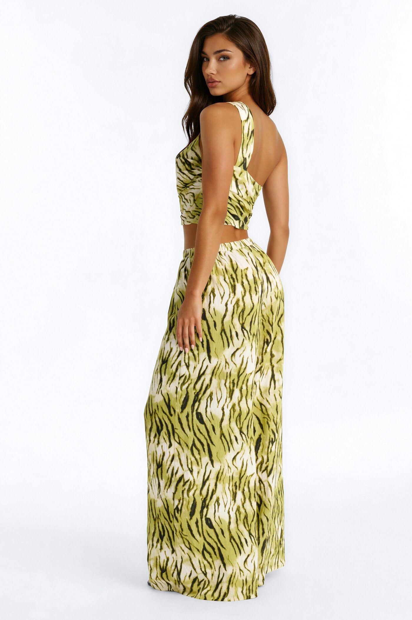 Coastal Jungle Linen Pant Set - Green/combo