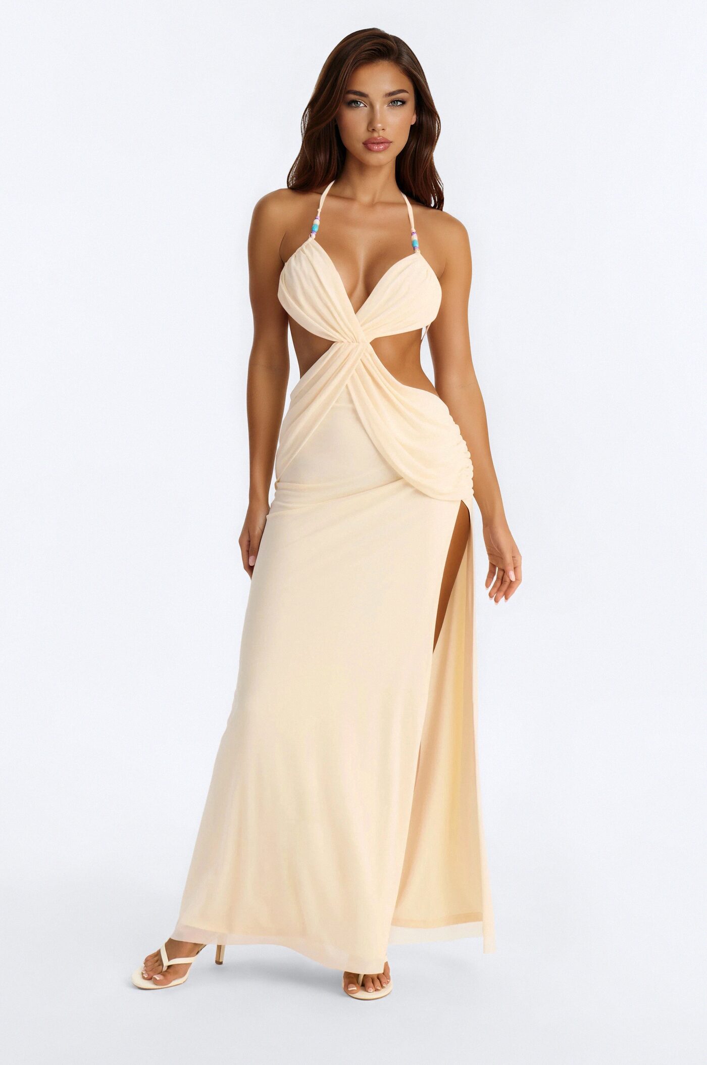 No Filter Mesh Maxi Dress - Cream
