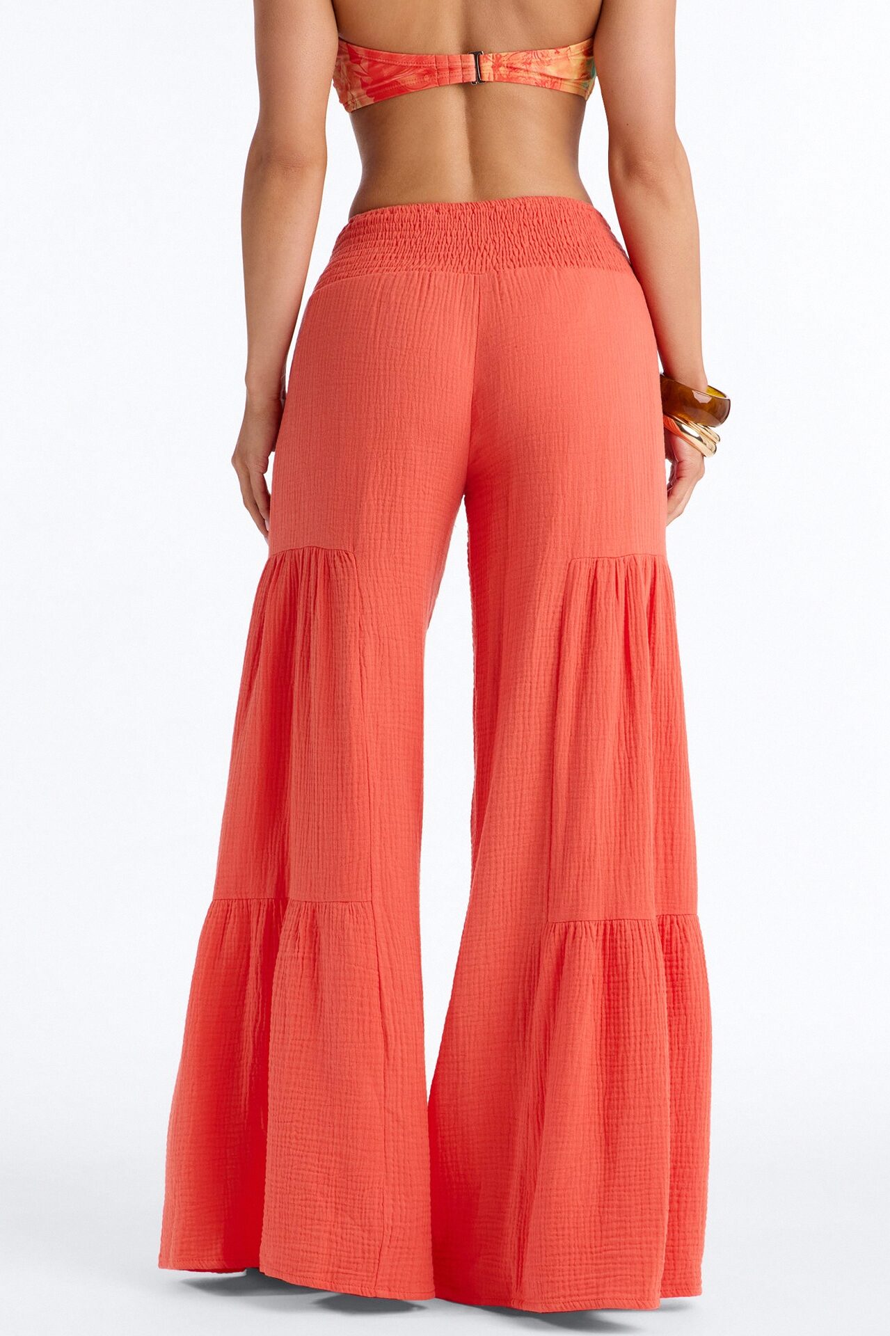 Breezy Bay Wide Leg Gauze Pant - Orange