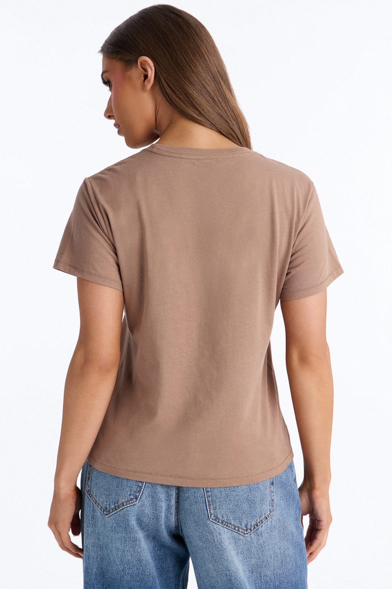 Simple And Modern Cropped Tee - Taupe
