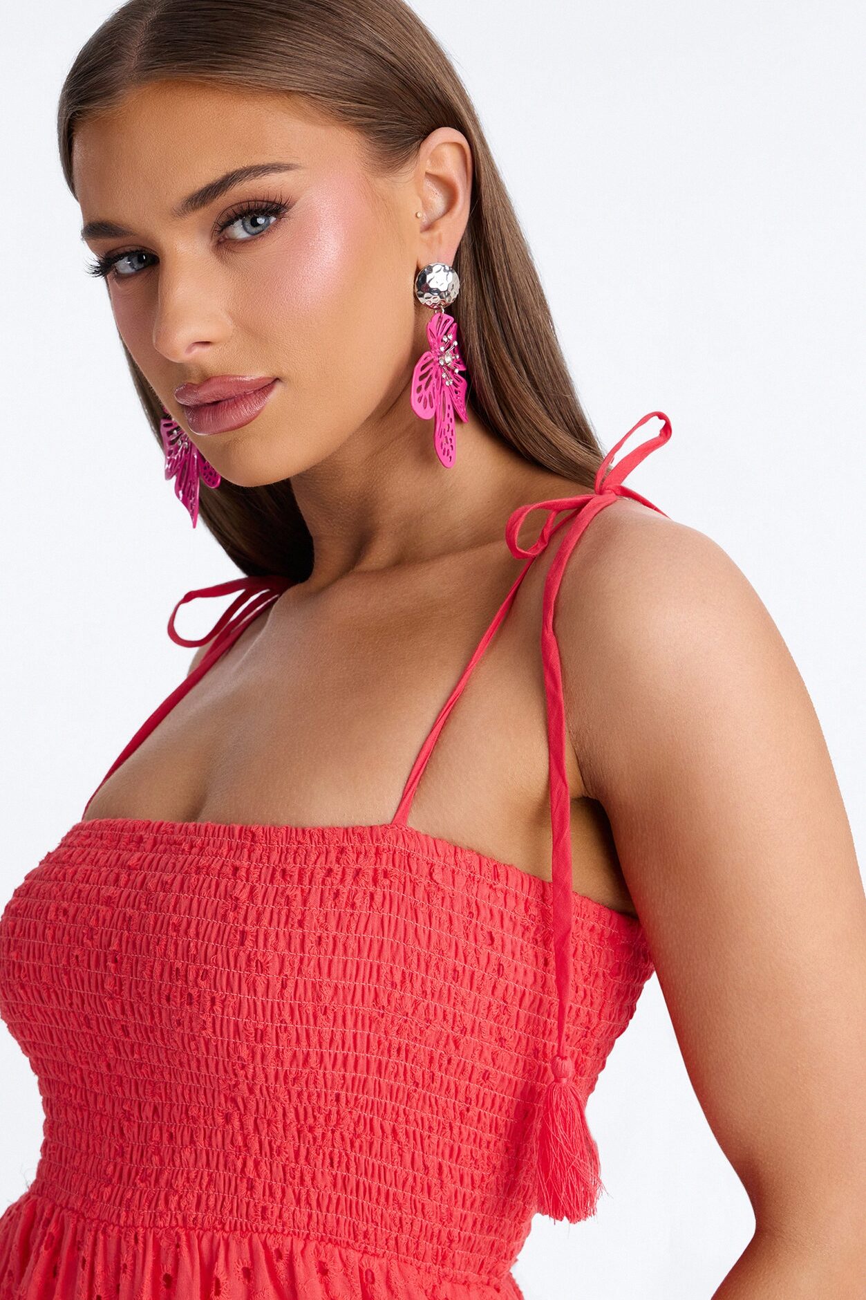 Keep It Casual Eyelet Maxi Dress - Coral