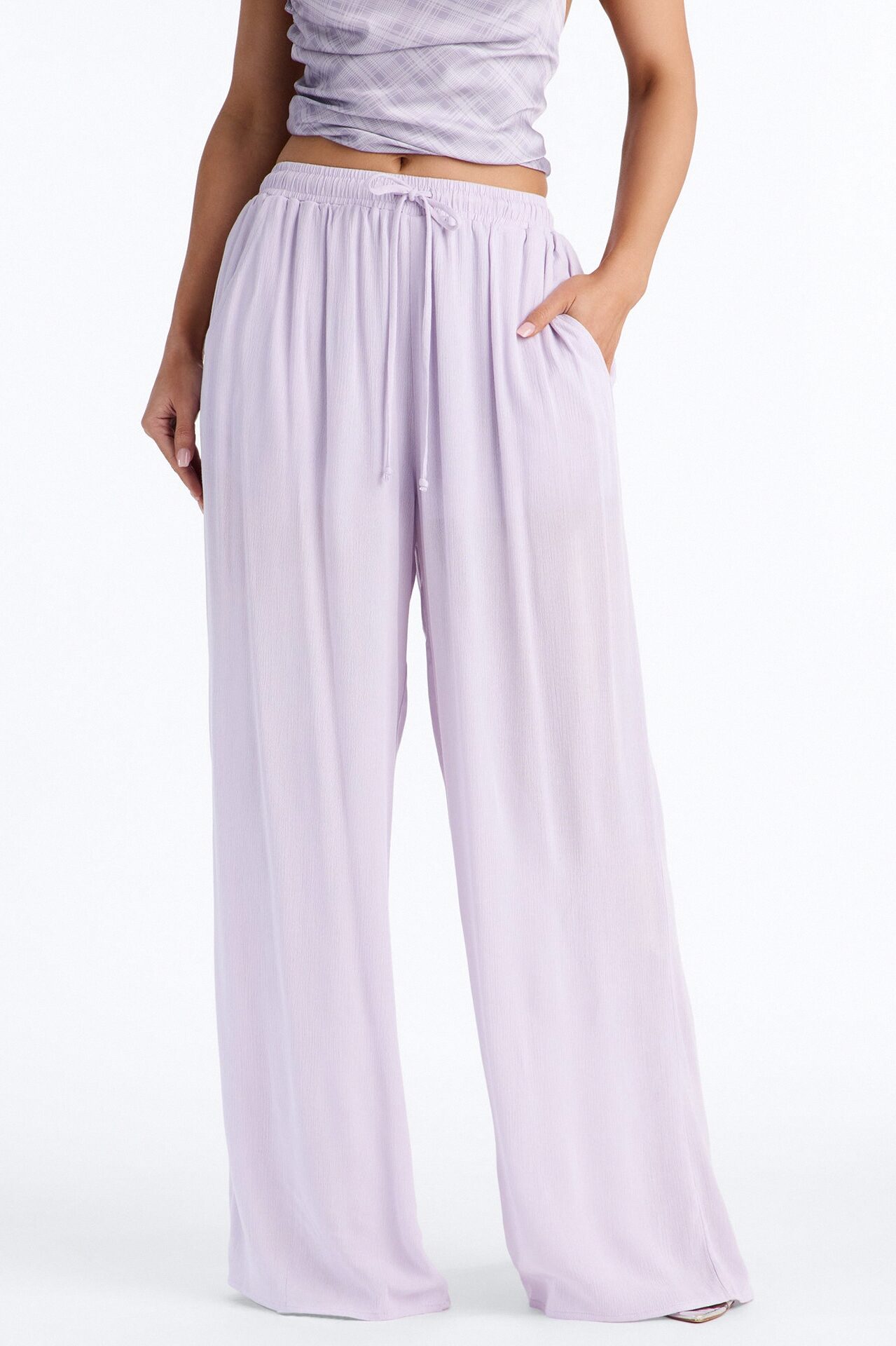 In Cannes For The Summer Wide Leg Gauze Pant - Lavender