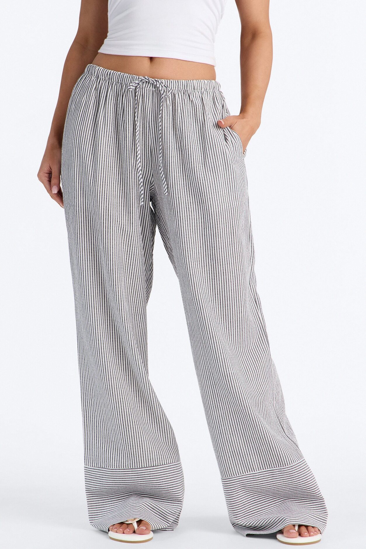 Suddenly I See Wide Leg Striped Pant - Black/White