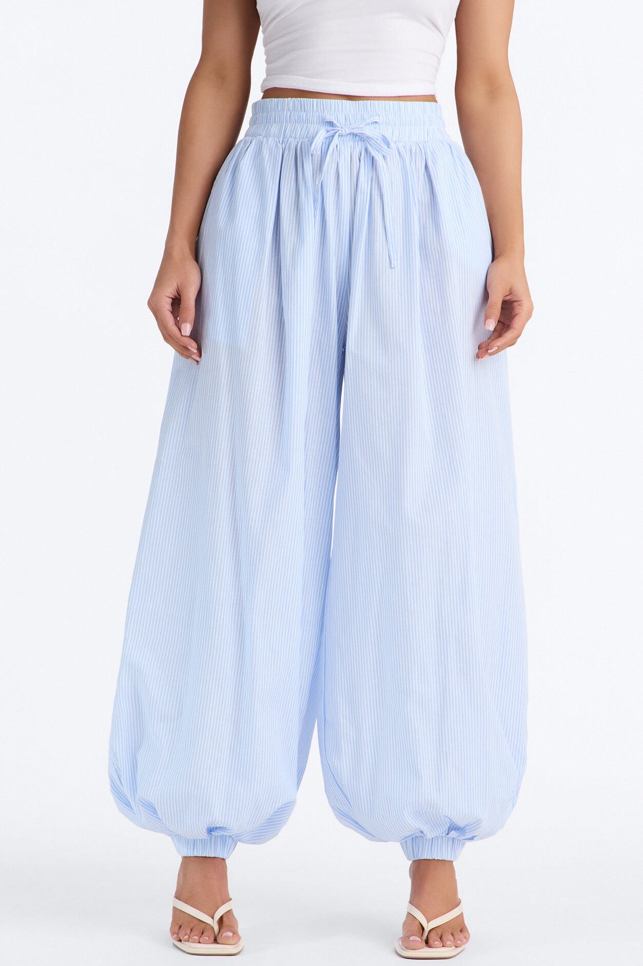 Easy Breezy Pinstripe Balloon Jogger - Blue