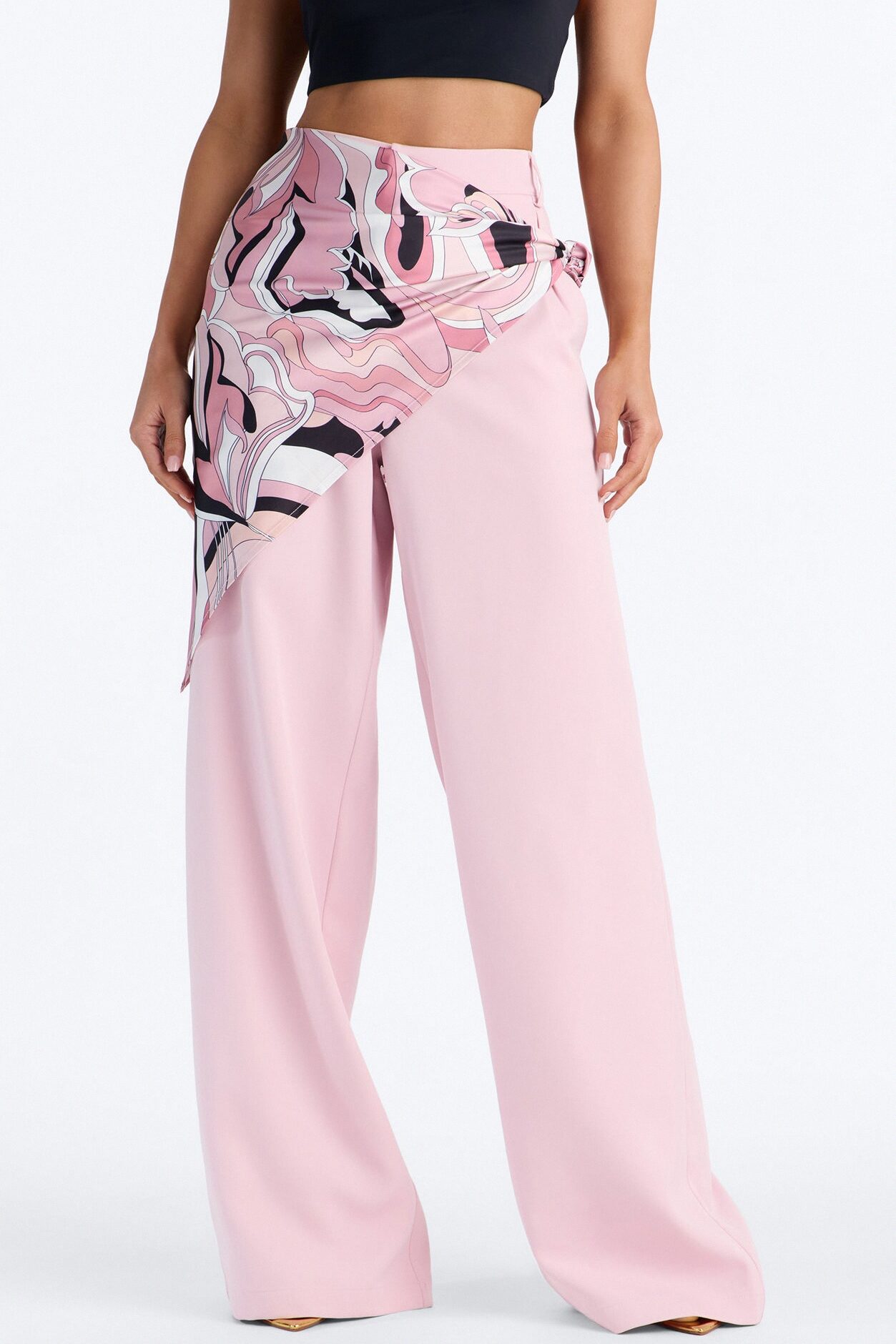 Malibu Days Scarf Belted Trouser Pant - Mauve/combo