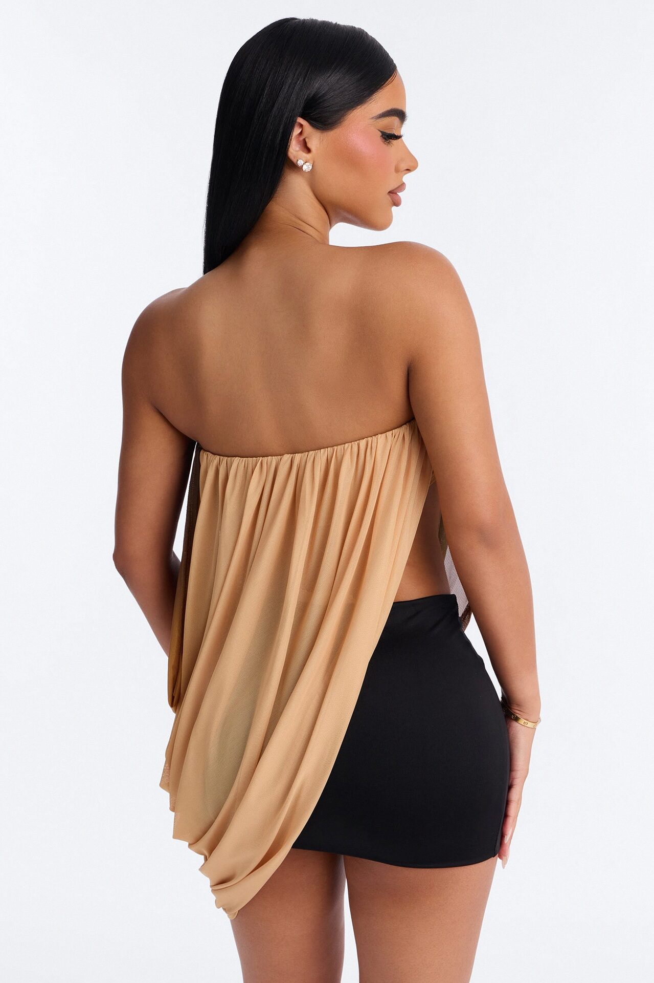 Bora Bora Ombre Asymmetrical Mesh Top - Taupe/combo