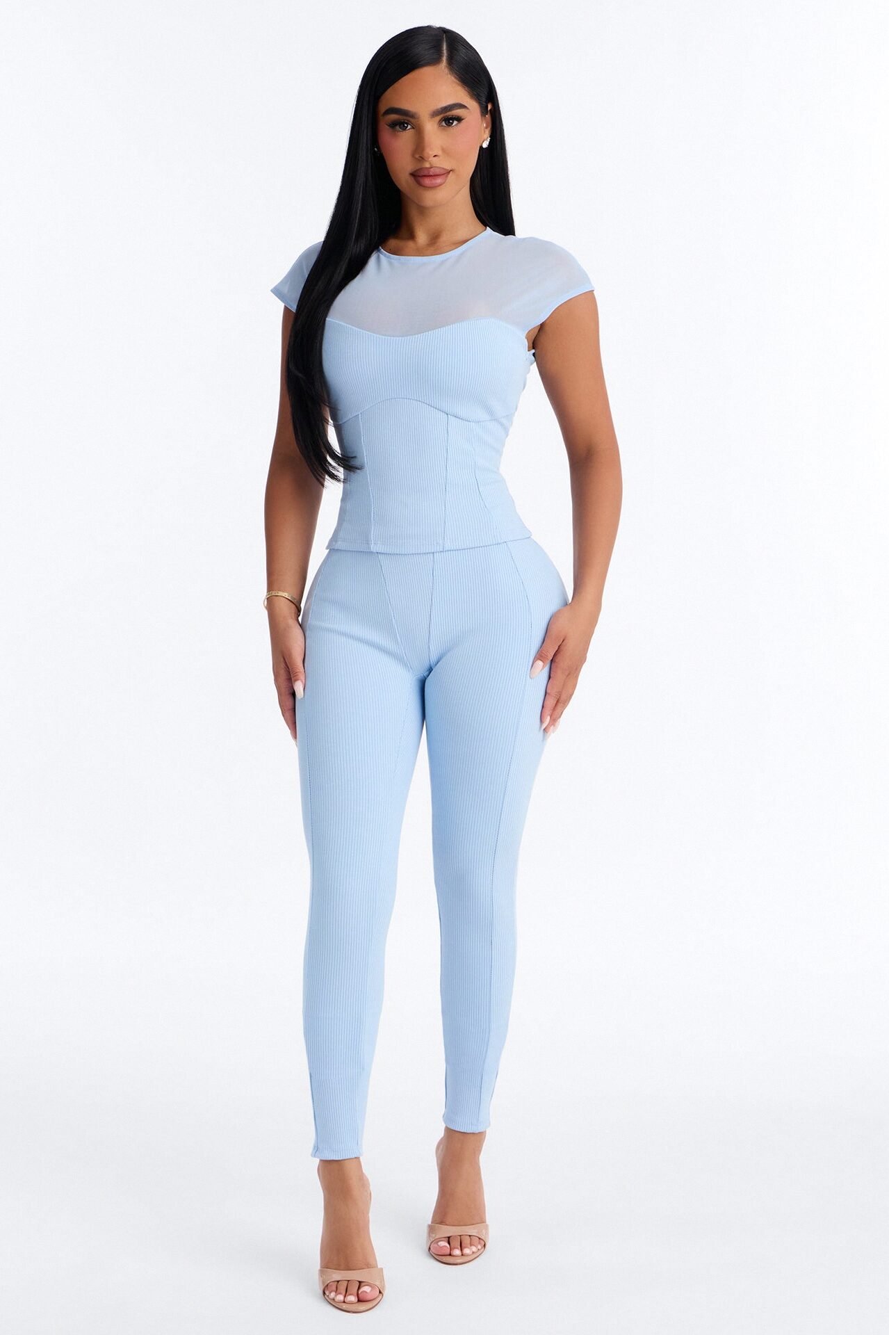 Scarlett Snatched Pant Set - Light Blue