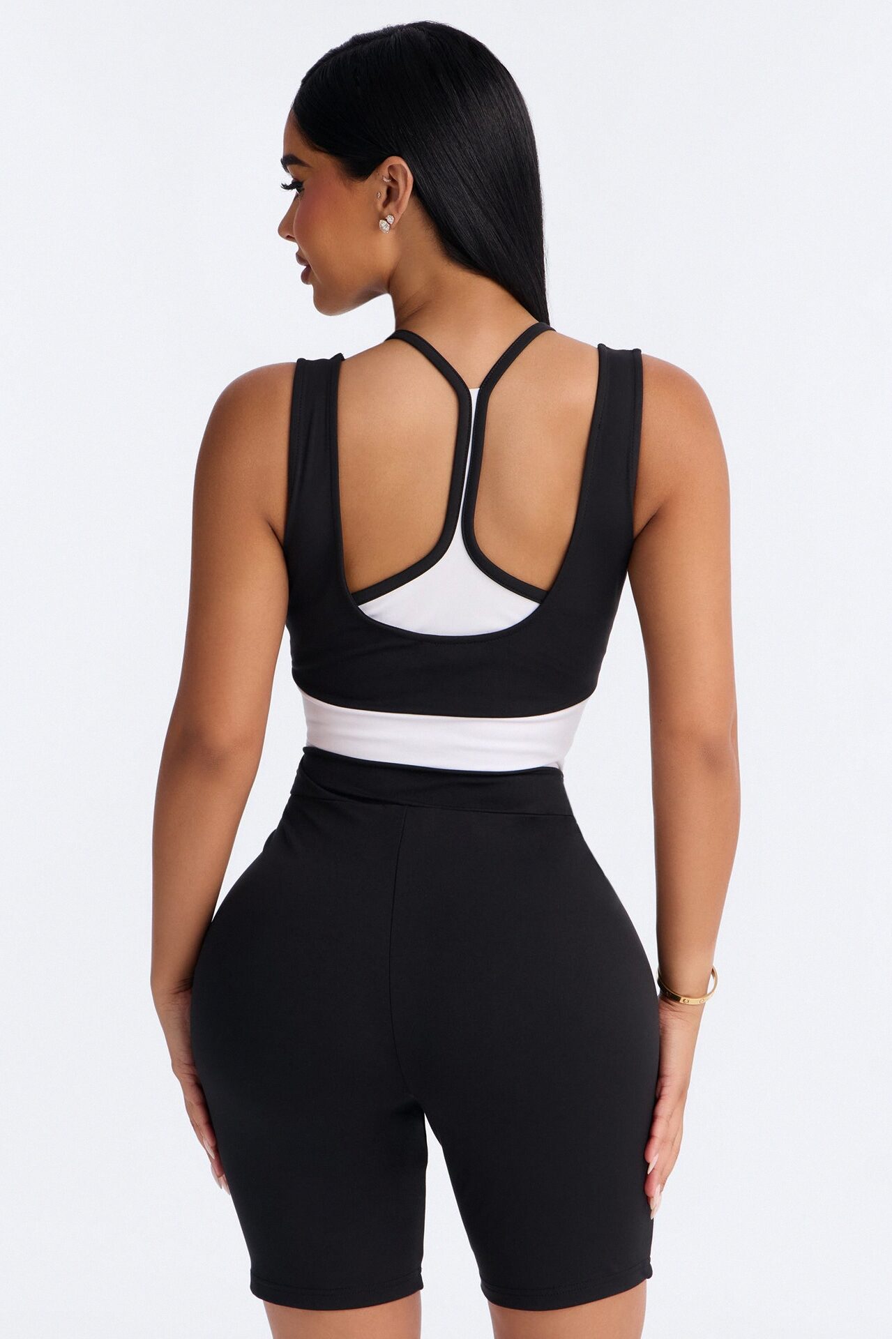 Tori Biker Short Set - Black/White