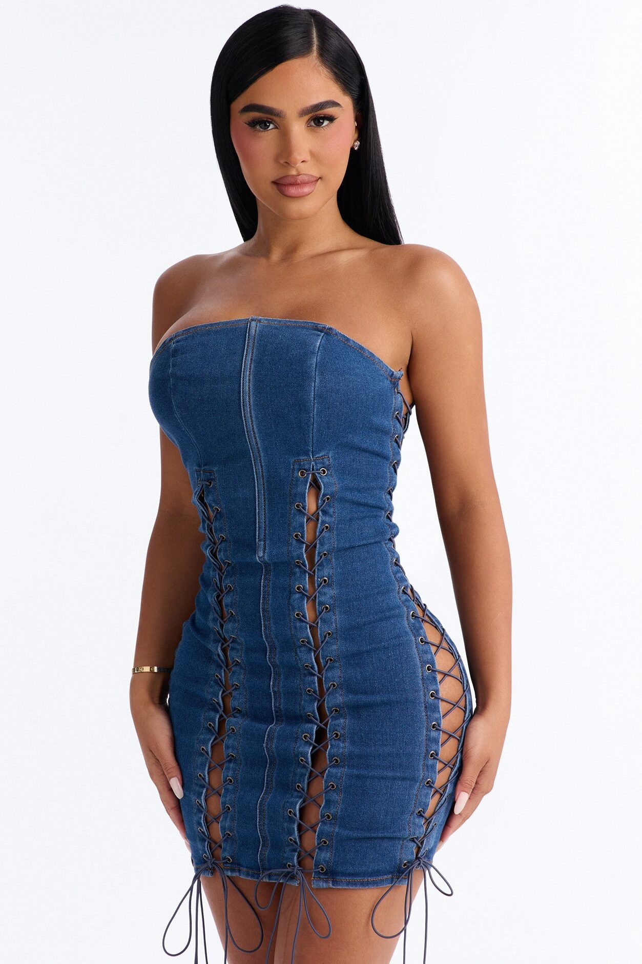 Free Spirit Denim Mini Dress - Medium Wash