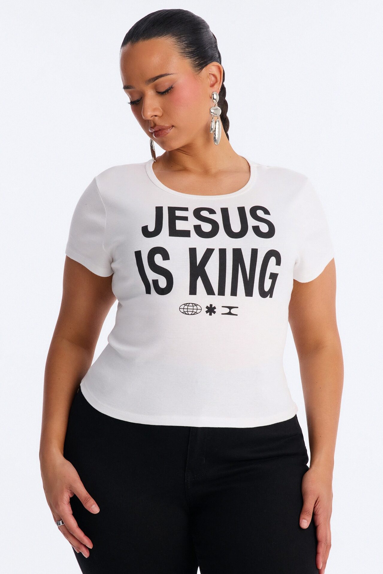 Jesus Is King Baby Tee - White
