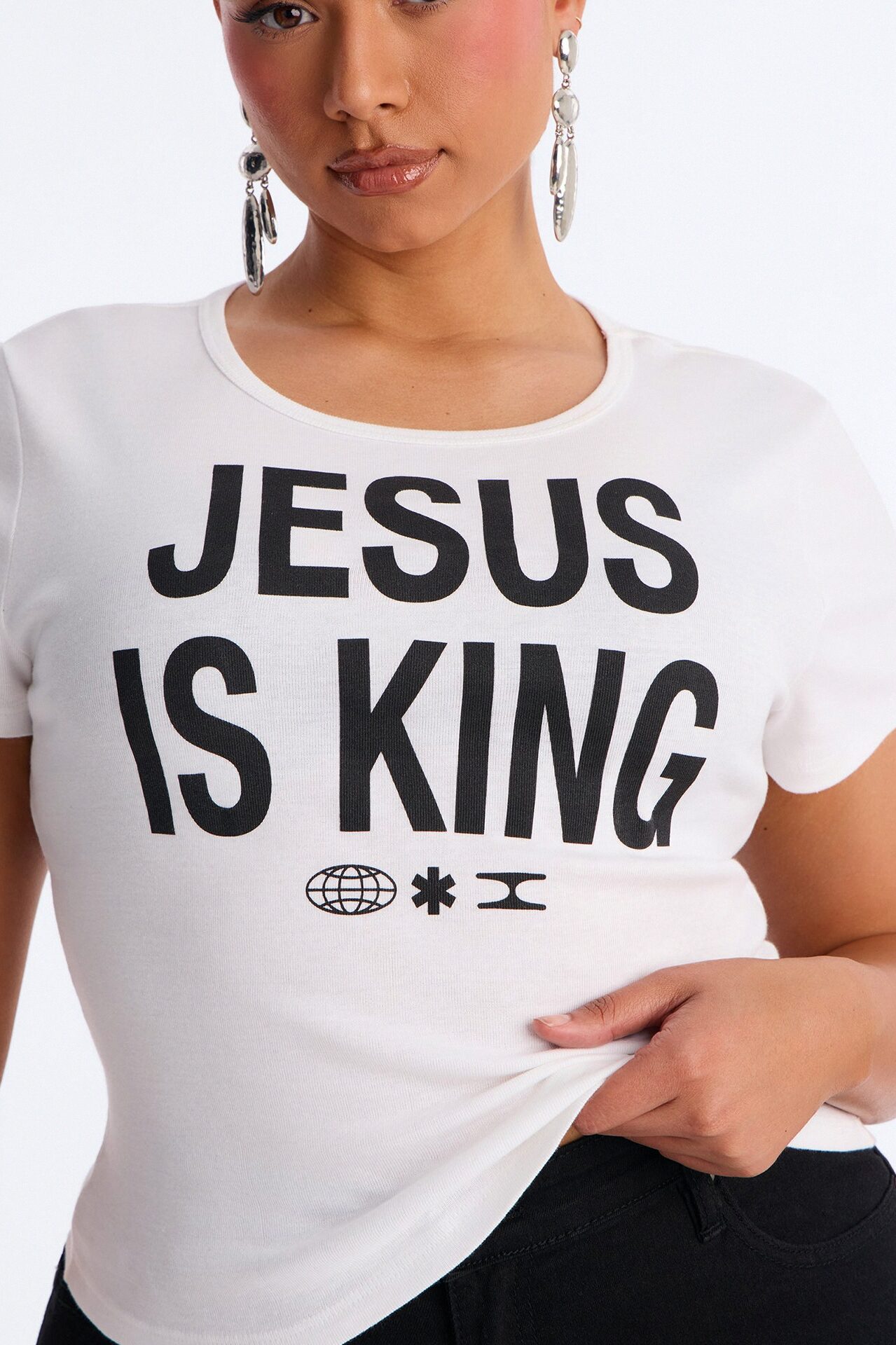 Jesus Is King Baby Tee - White