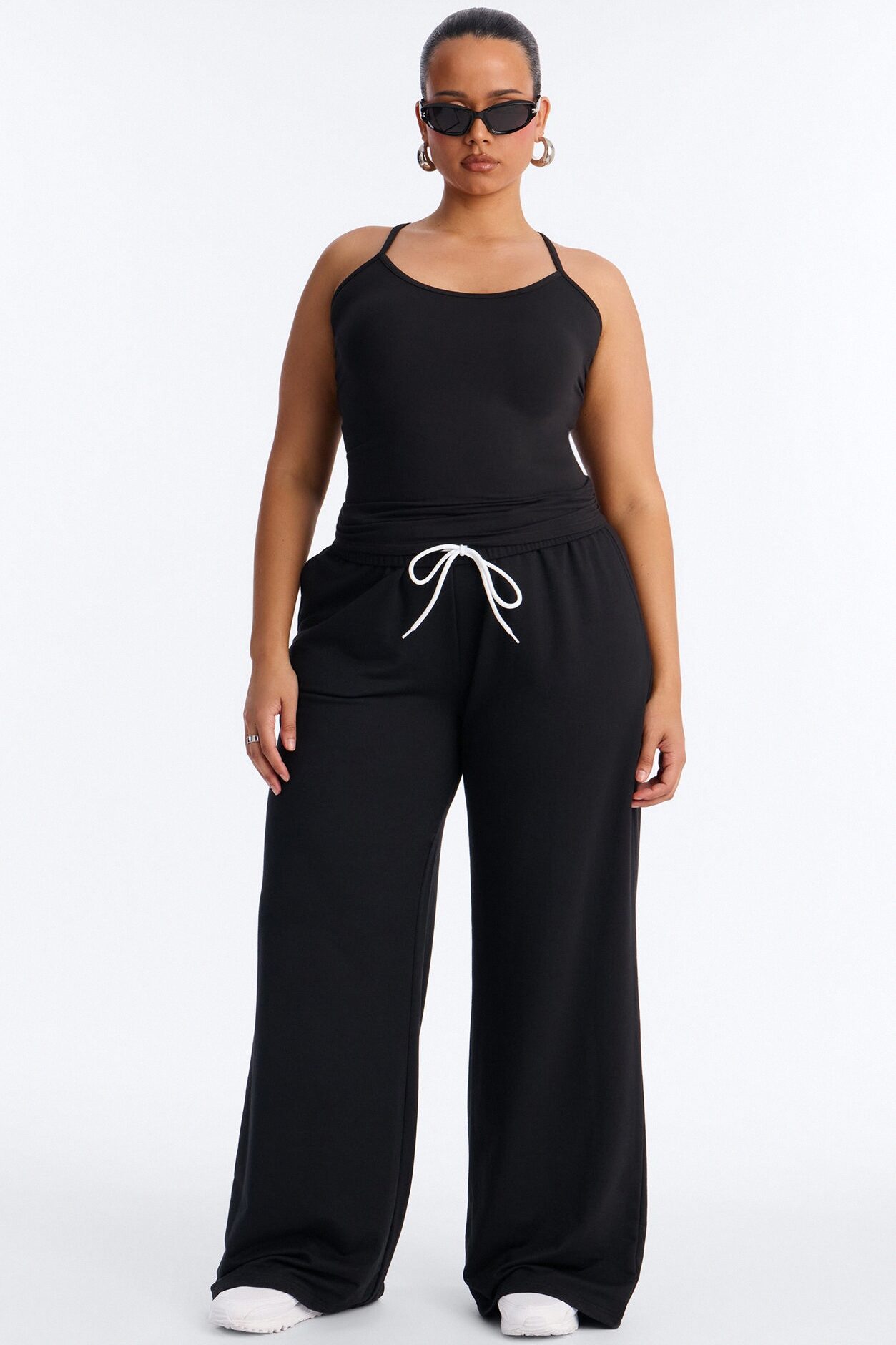Tiana Wide Leg Pant Set - Black