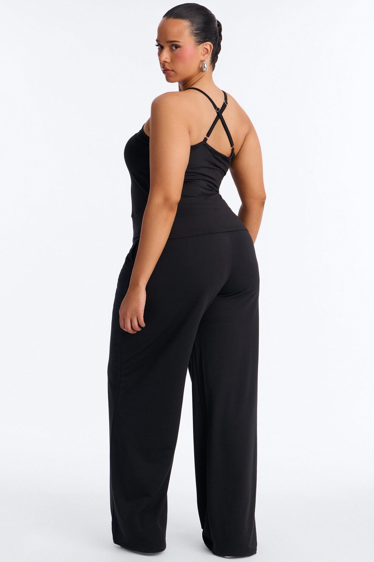 Tiana Wide Leg Pant Set - Black