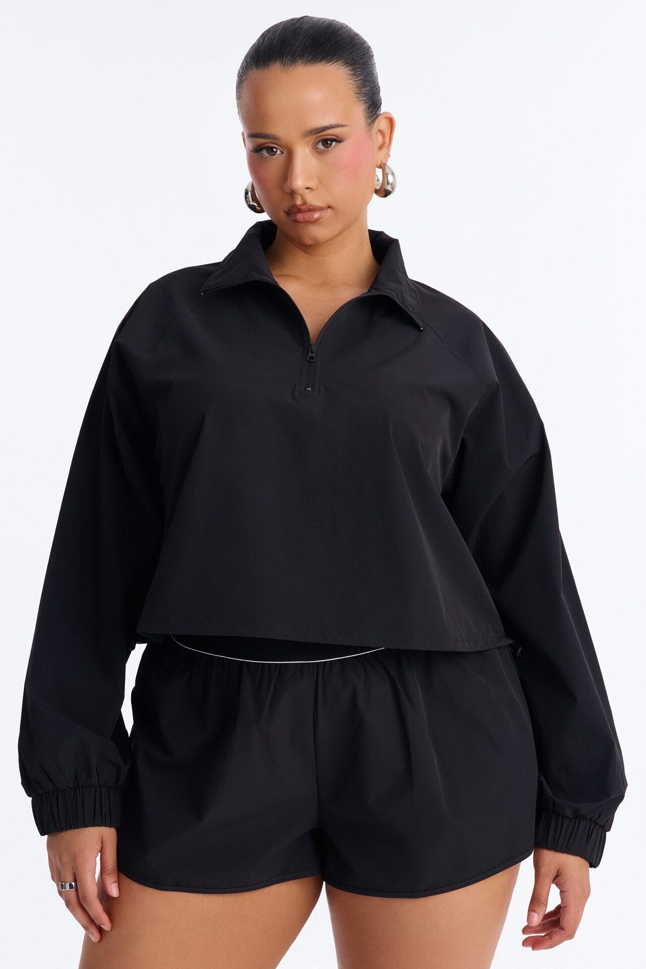 Alora Windbreaker Lounge Quarter Zip - Black