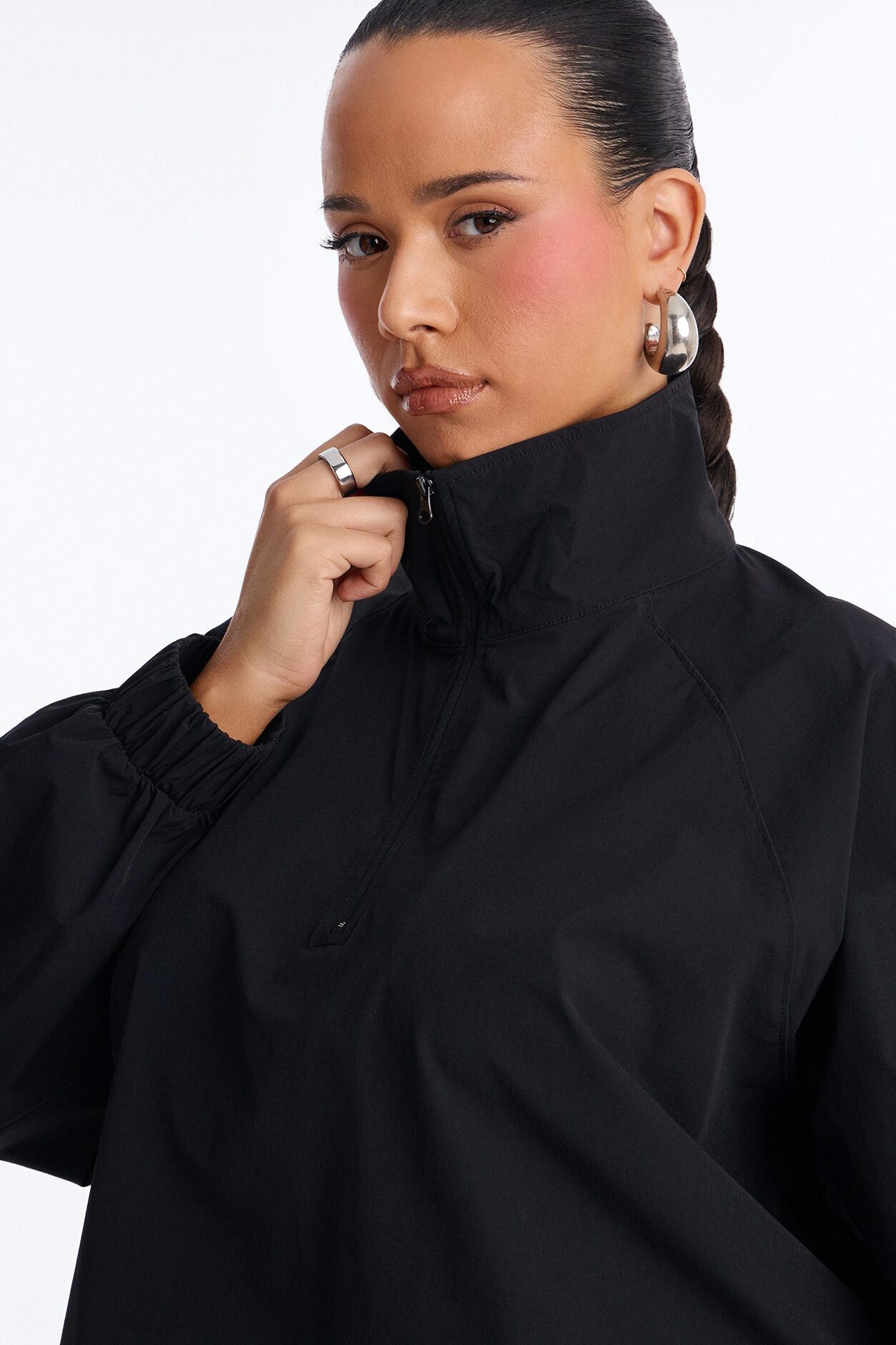 Alora Windbreaker Lounge Quarter Zip - Black