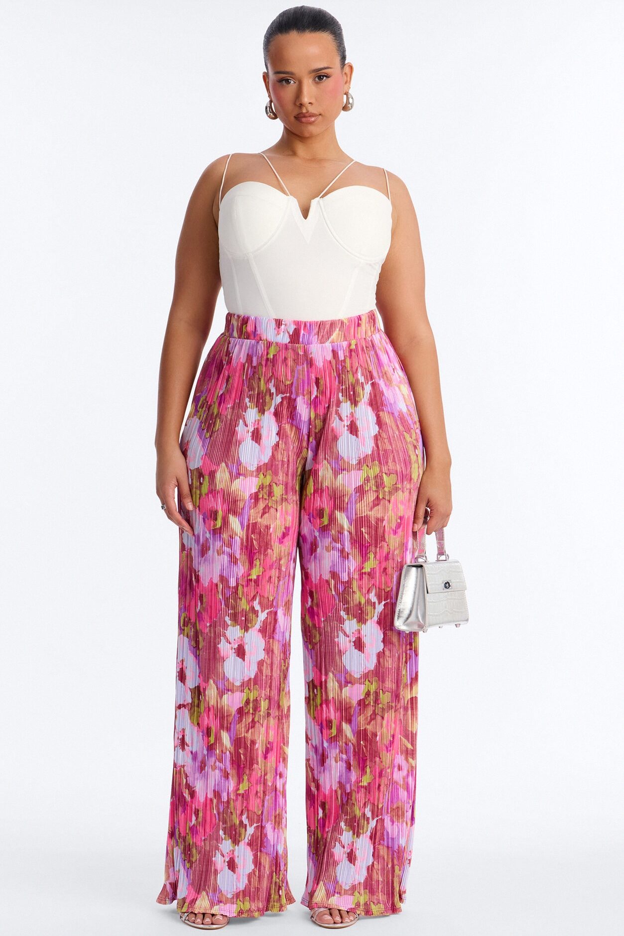 Pure Bliss Printed Plisse Pant - Purple/combo