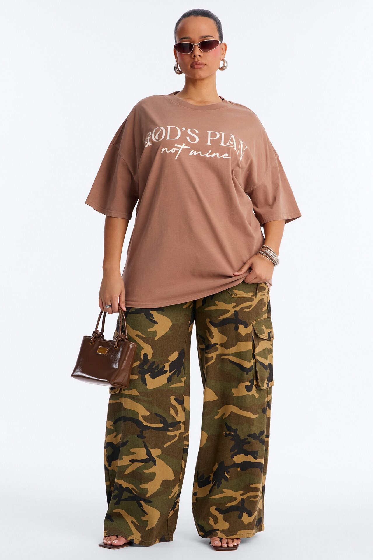 God's Plan Not Mine Washed Tshirt - Brown