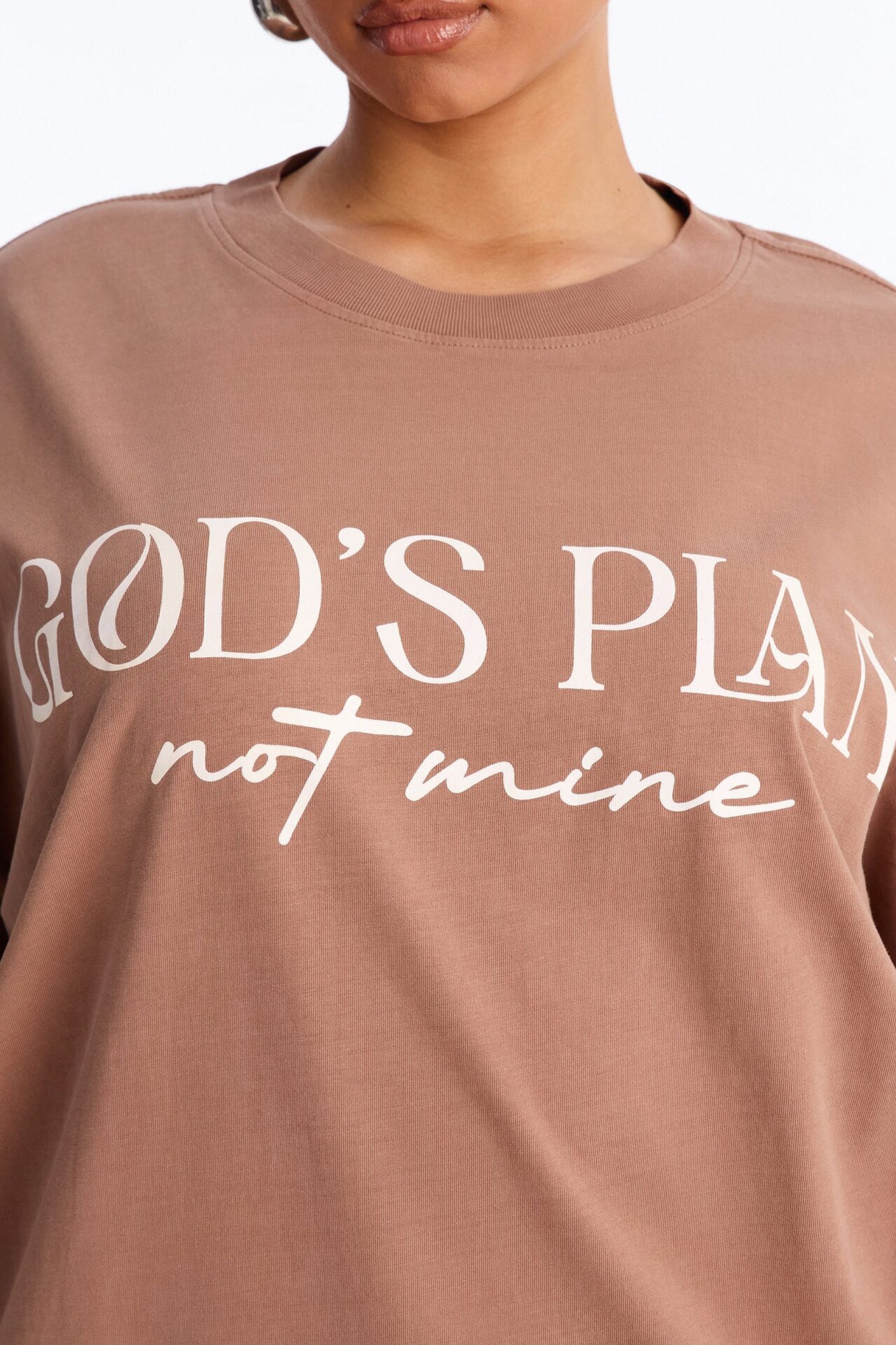 God's Plan Not Mine Washed Tshirt - Brown