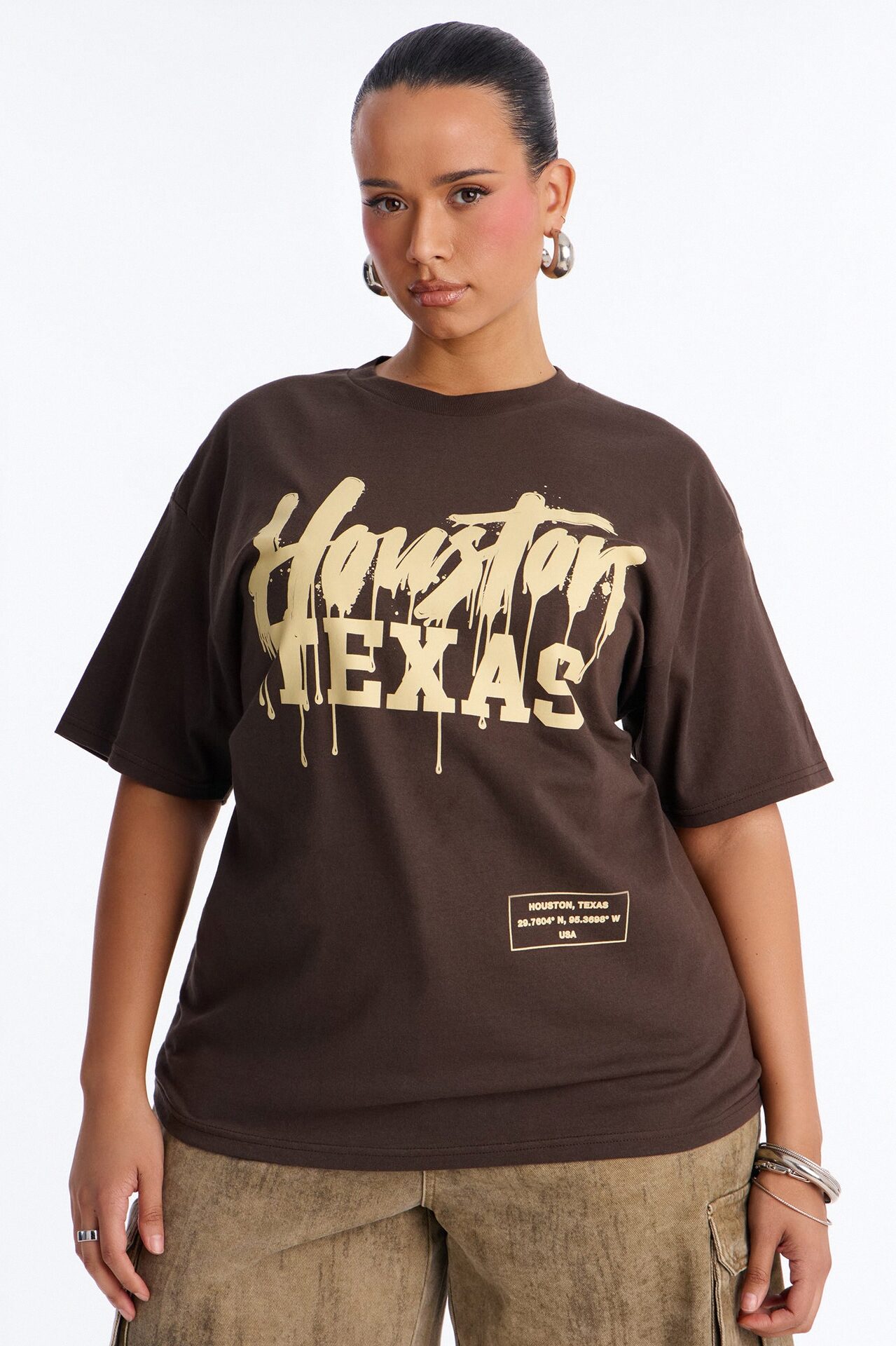 Houston Drip Tee - Brown