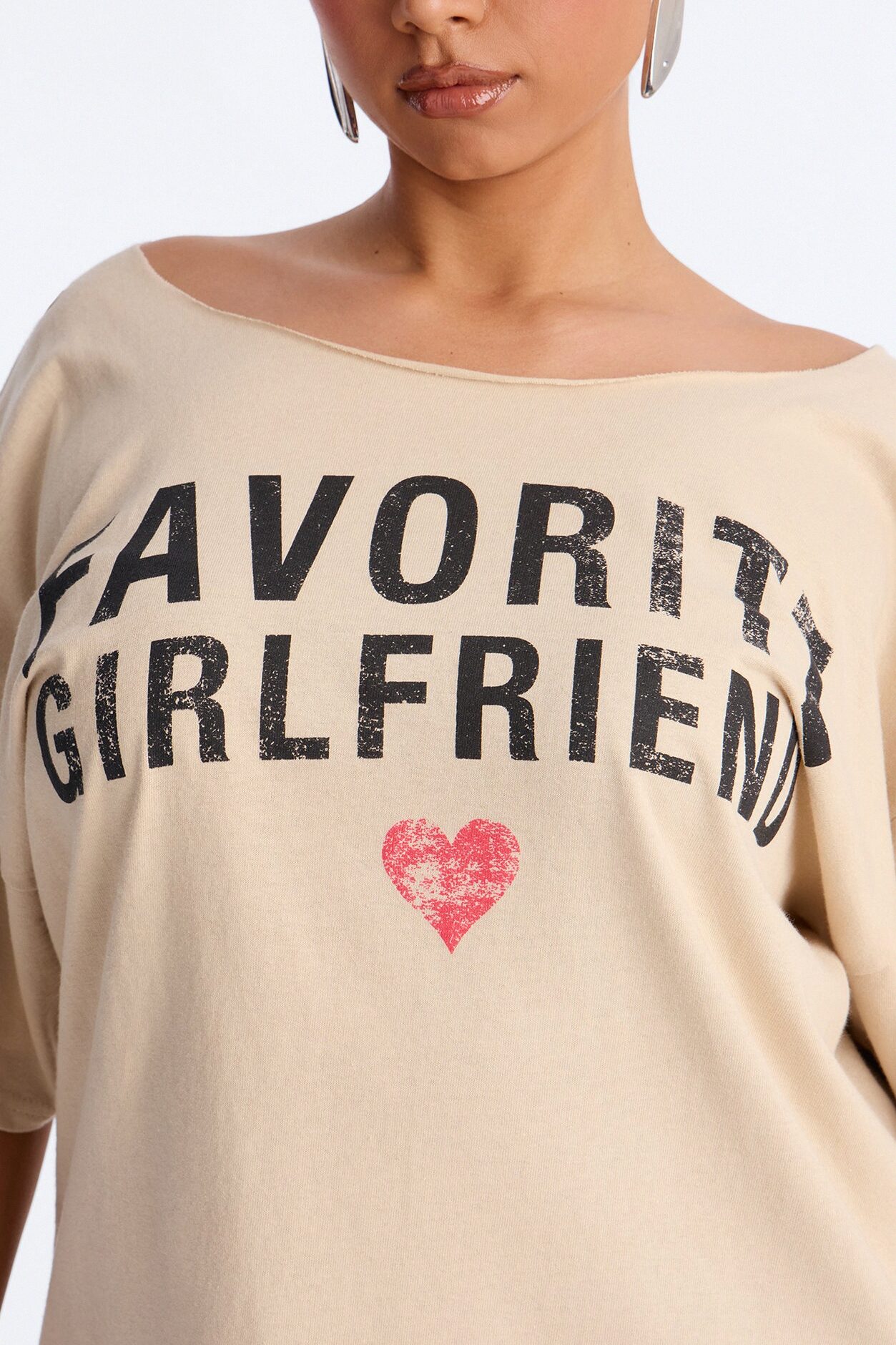 Favorite Girlfriend Off Shoulder Tee - Sand