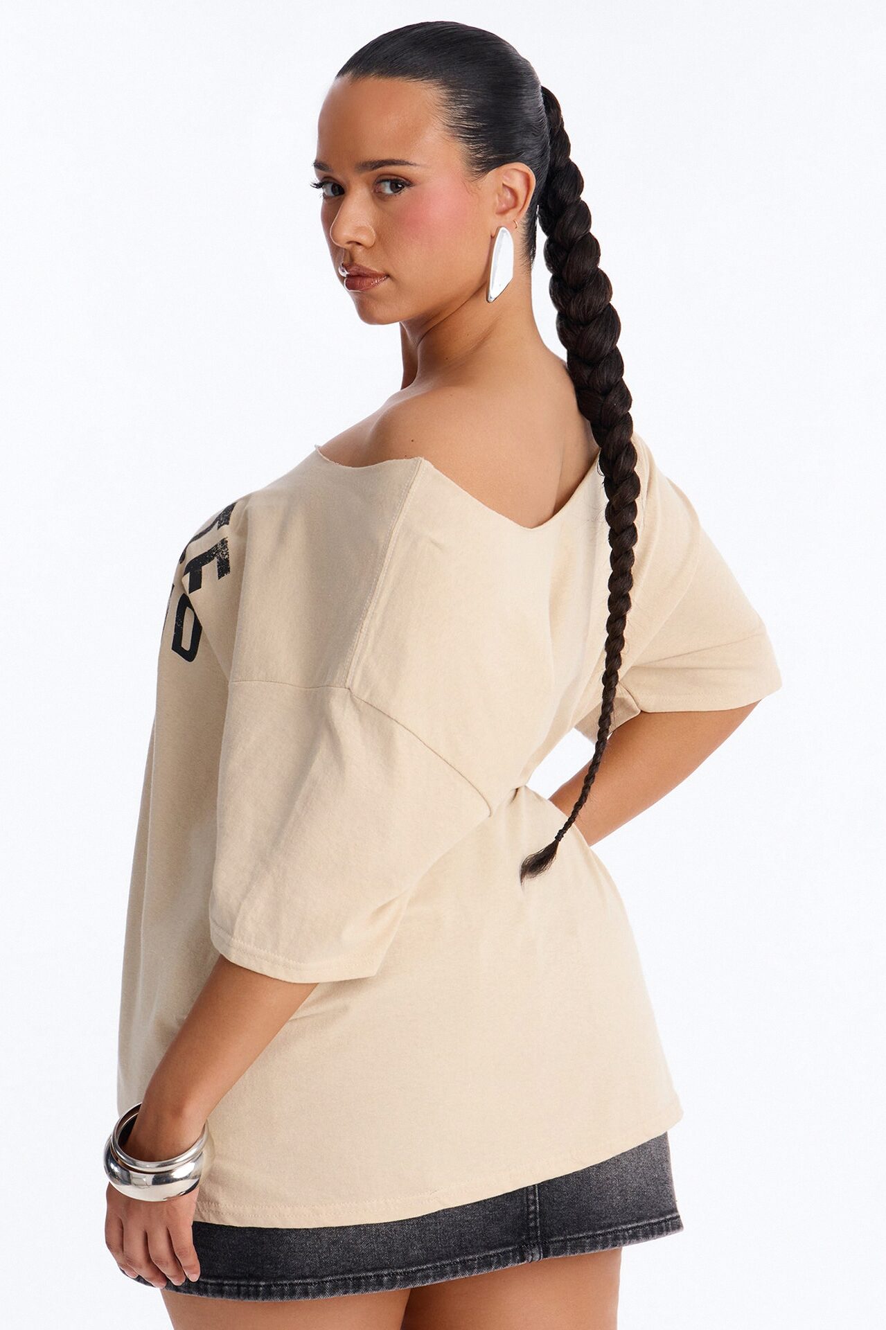 Favorite Girlfriend Off Shoulder Tee - Sand