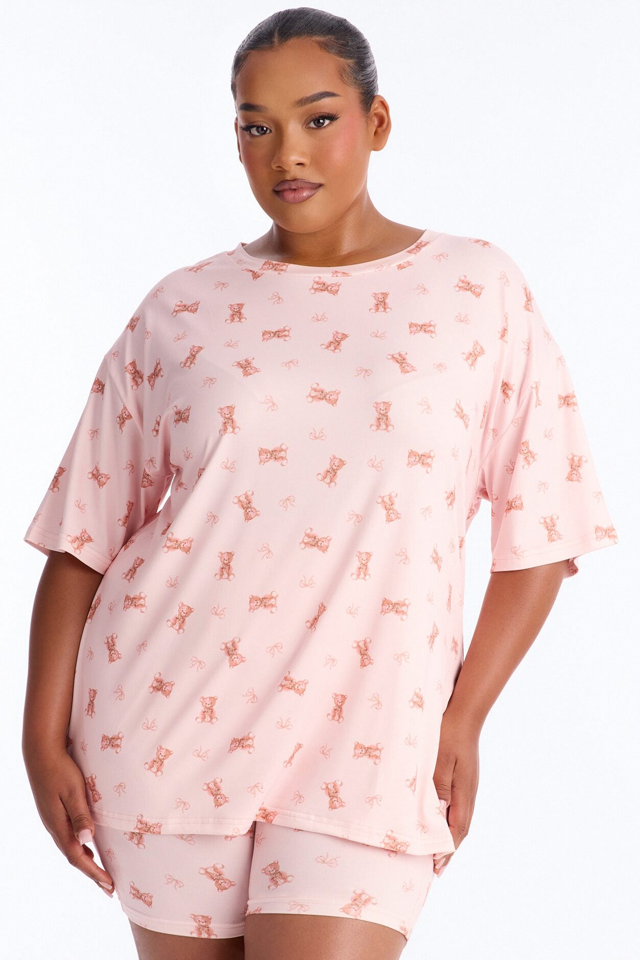 U R My Teddy Bear PJ Boxer Short Set - Pink/combo