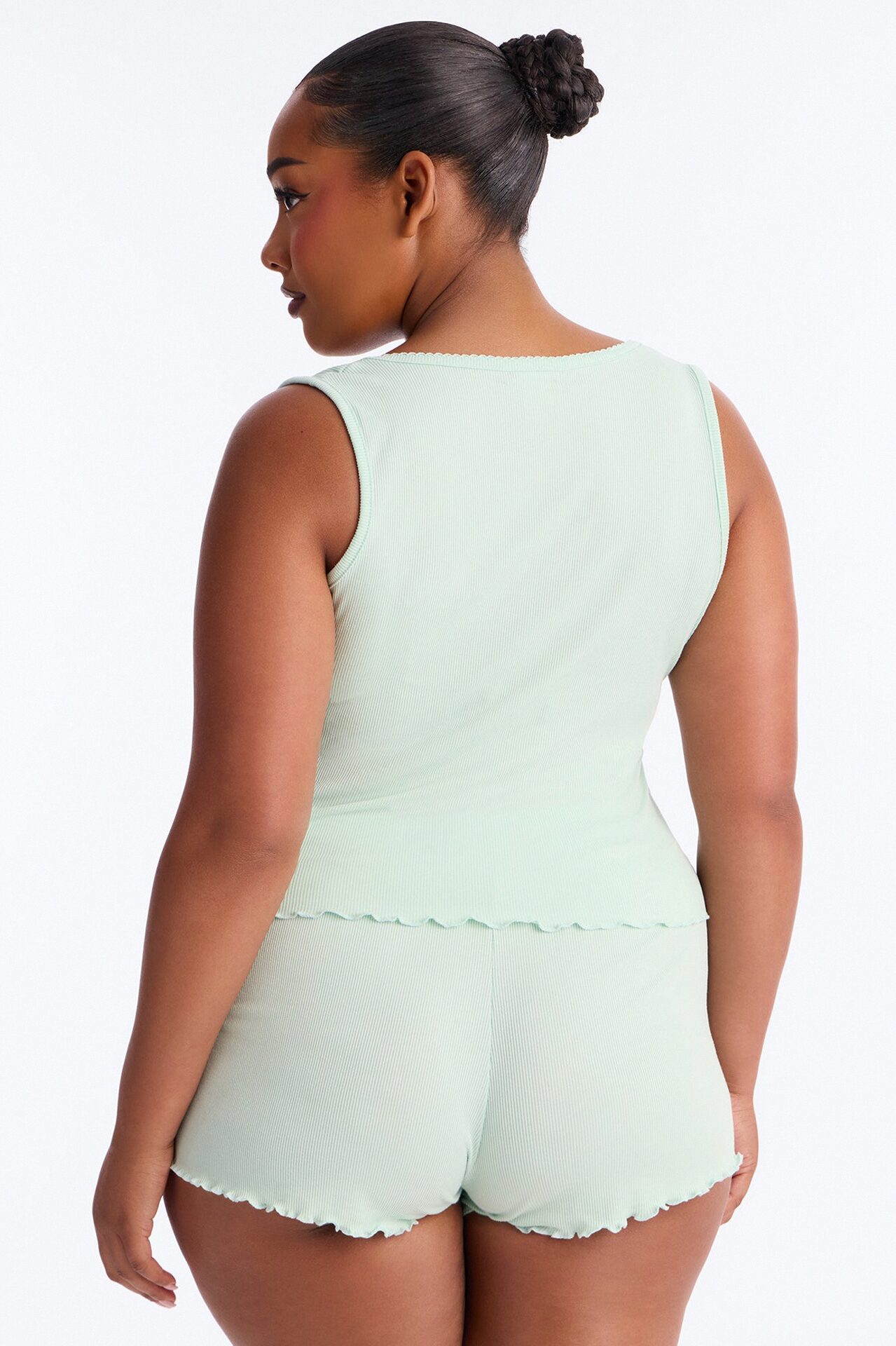 Smooth To Touch Ribbed PJ Short Set - Sage