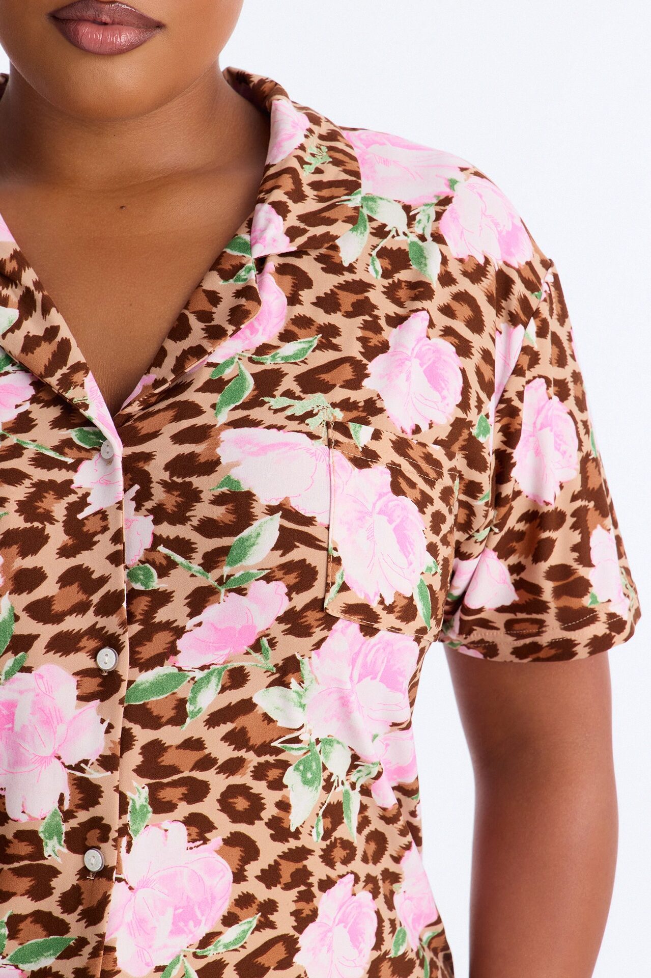 Wild Roses PJ Short Set - Brown/combo