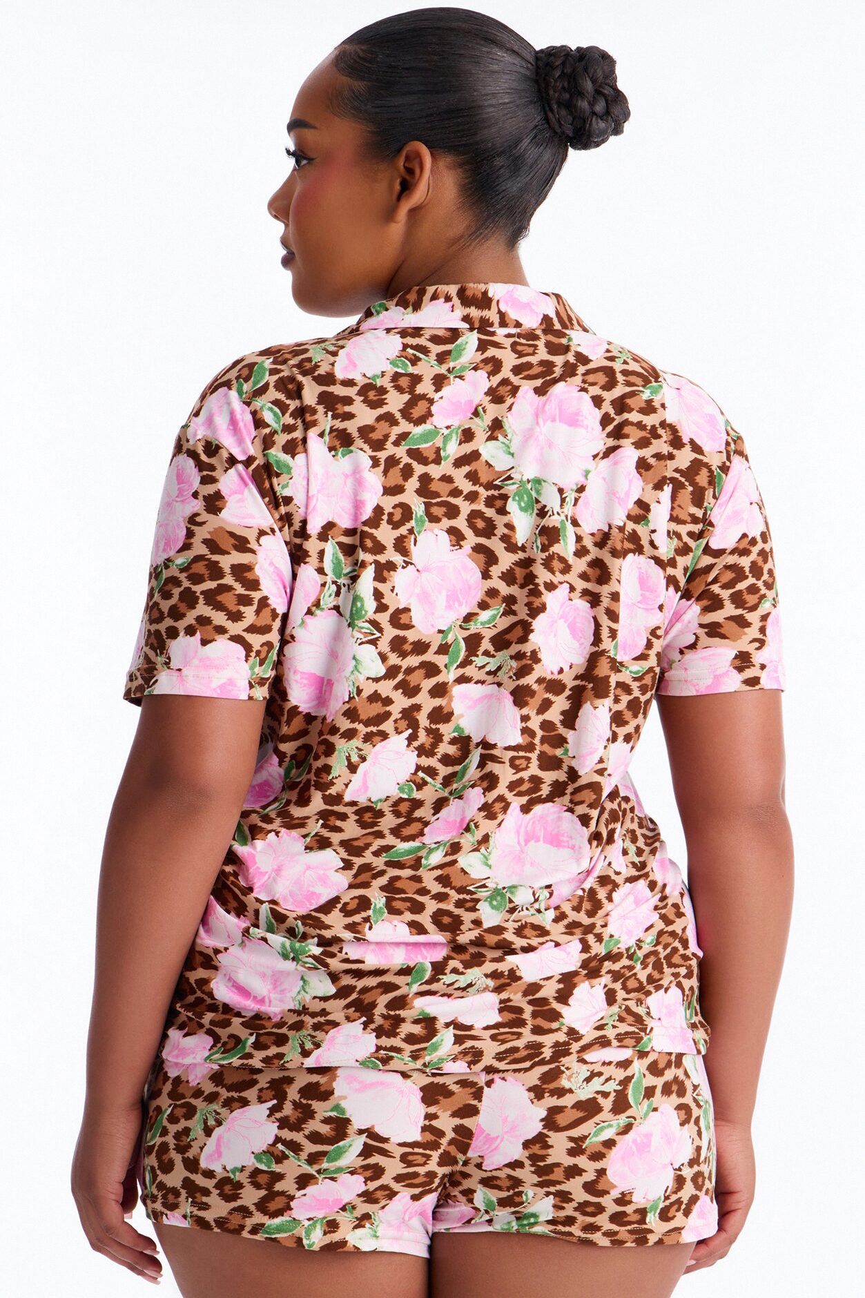 Wild Roses PJ Short Set - Brown/combo