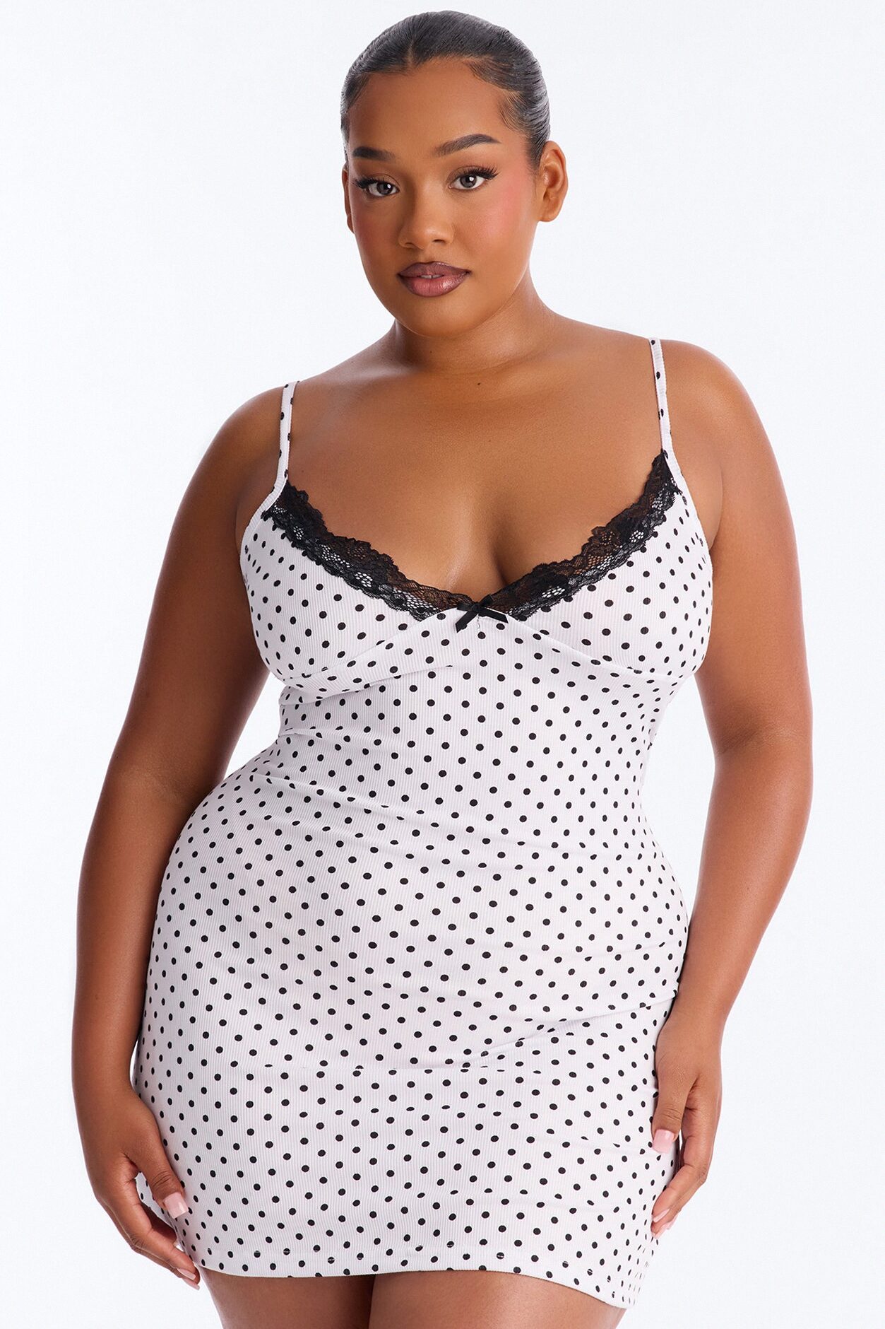 Stay Fresh Polka Dot PJ Sleep Dress - White/Black