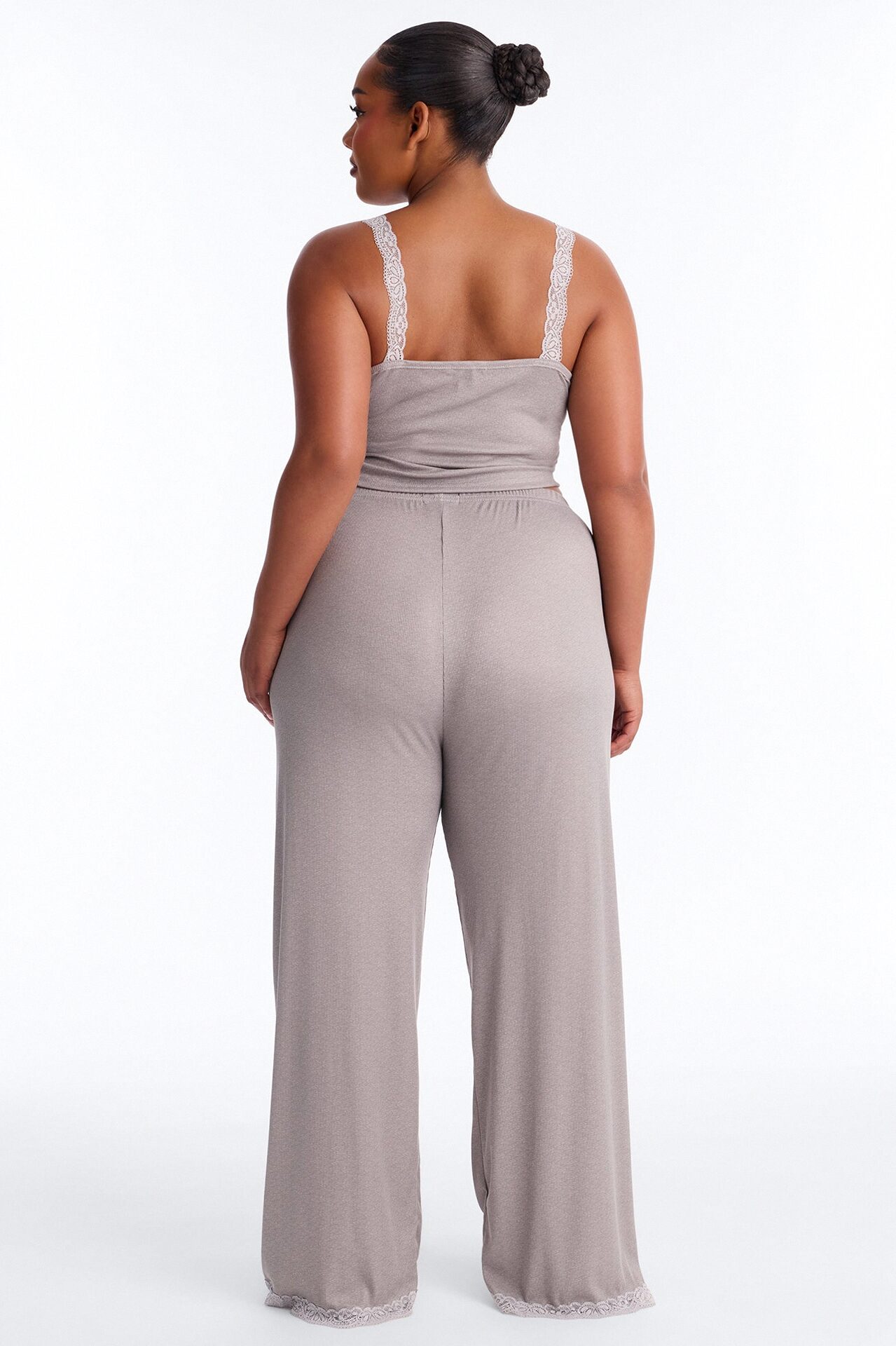 Sleep Late Ribbed PJ Pant Set - Heather Grey
