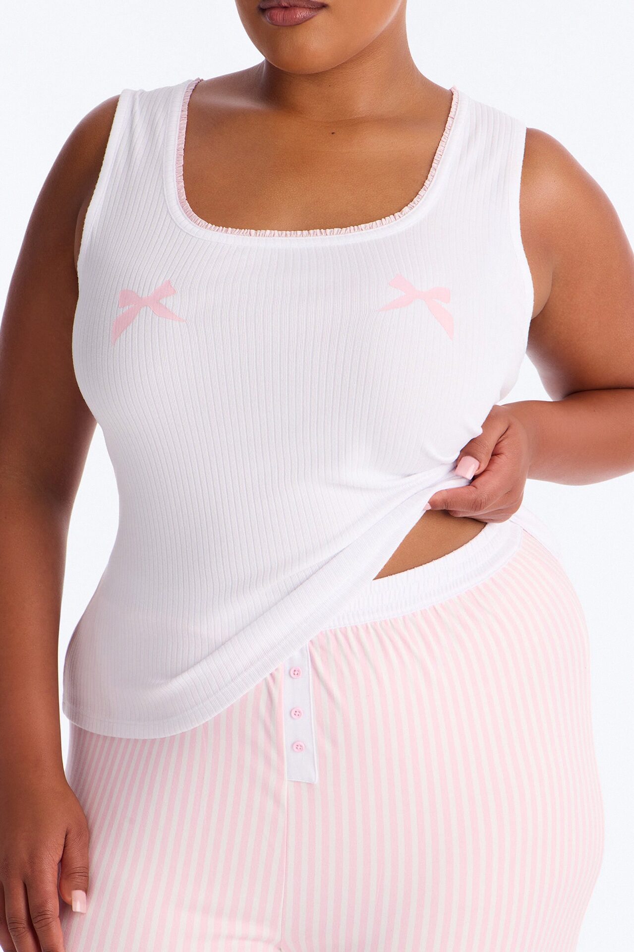 Bow Down Boxer PJ Pant Set - White/Pink