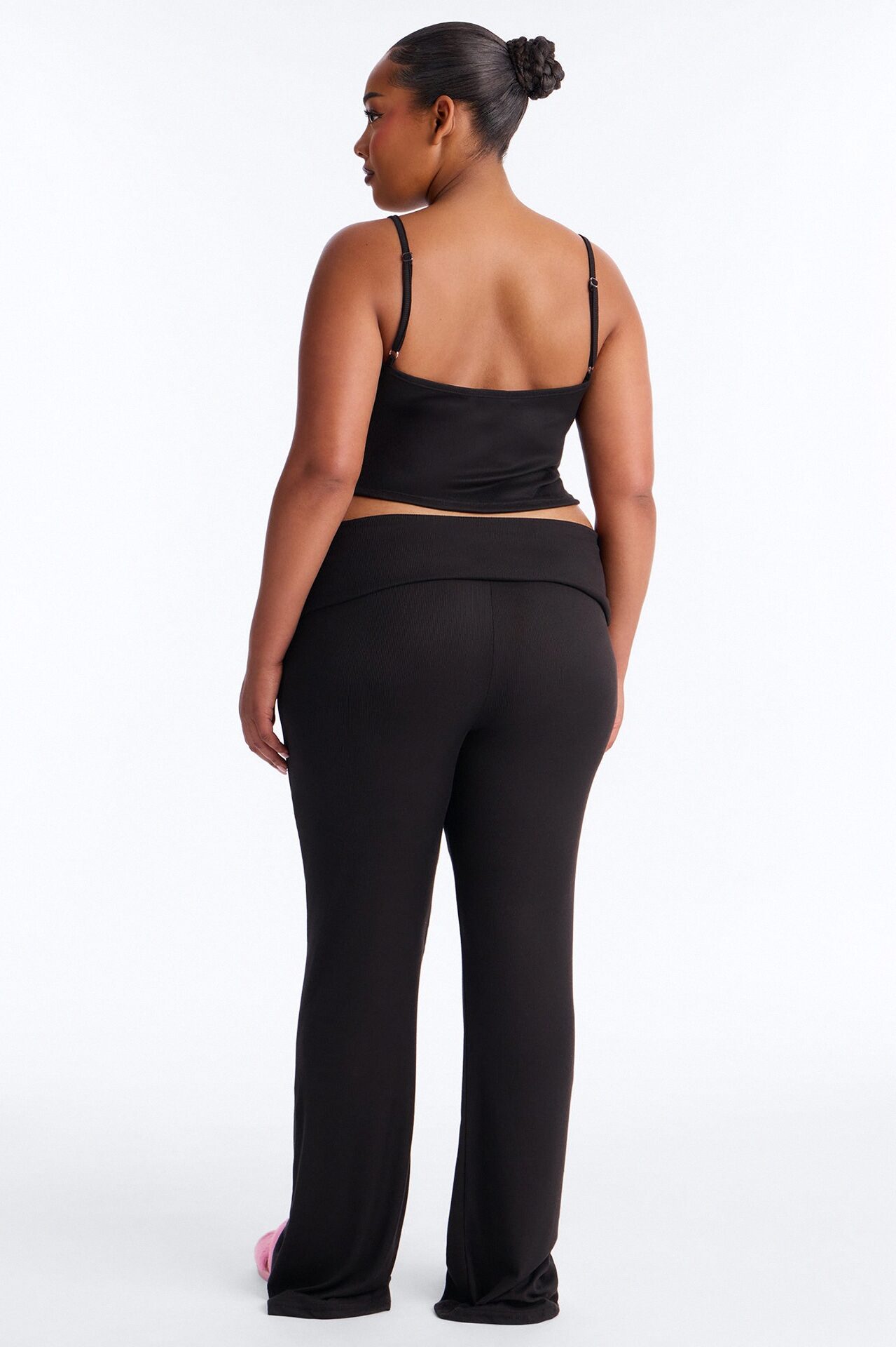 Falling For You Foldover PJ Pant Set - Black/Pink