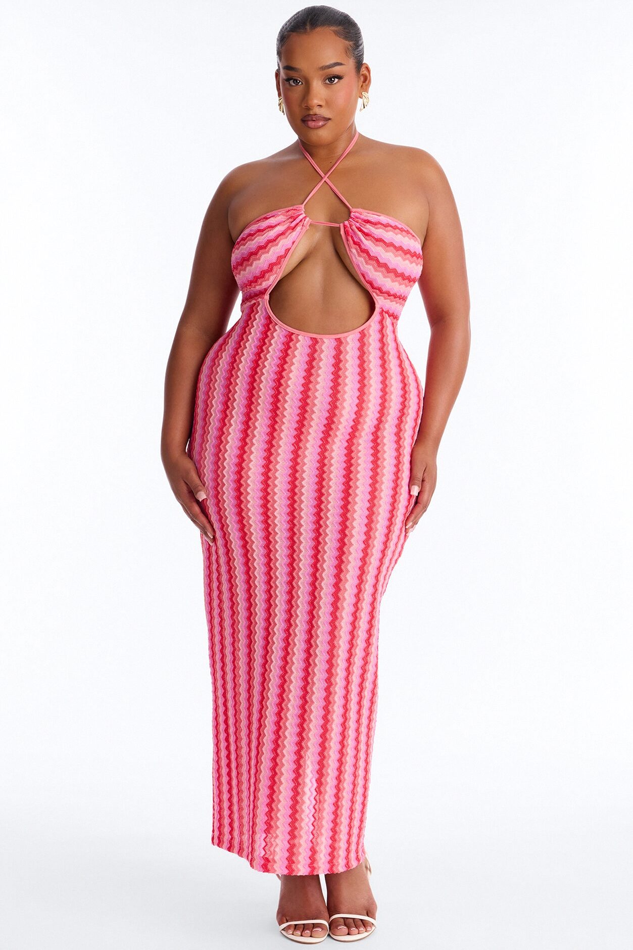 Deep Sea Swim Knit Cover Up Dress - Pink/combo