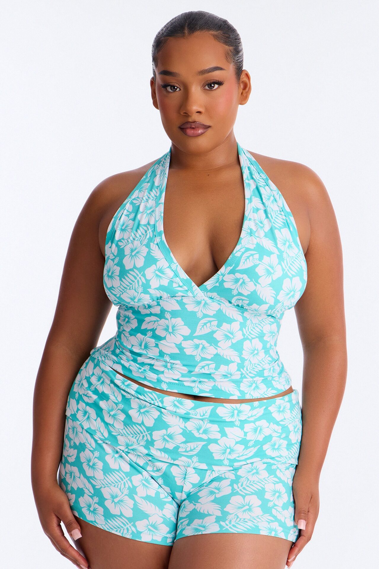 Tropical Beauty PJ Short Set - Turquoise/combo