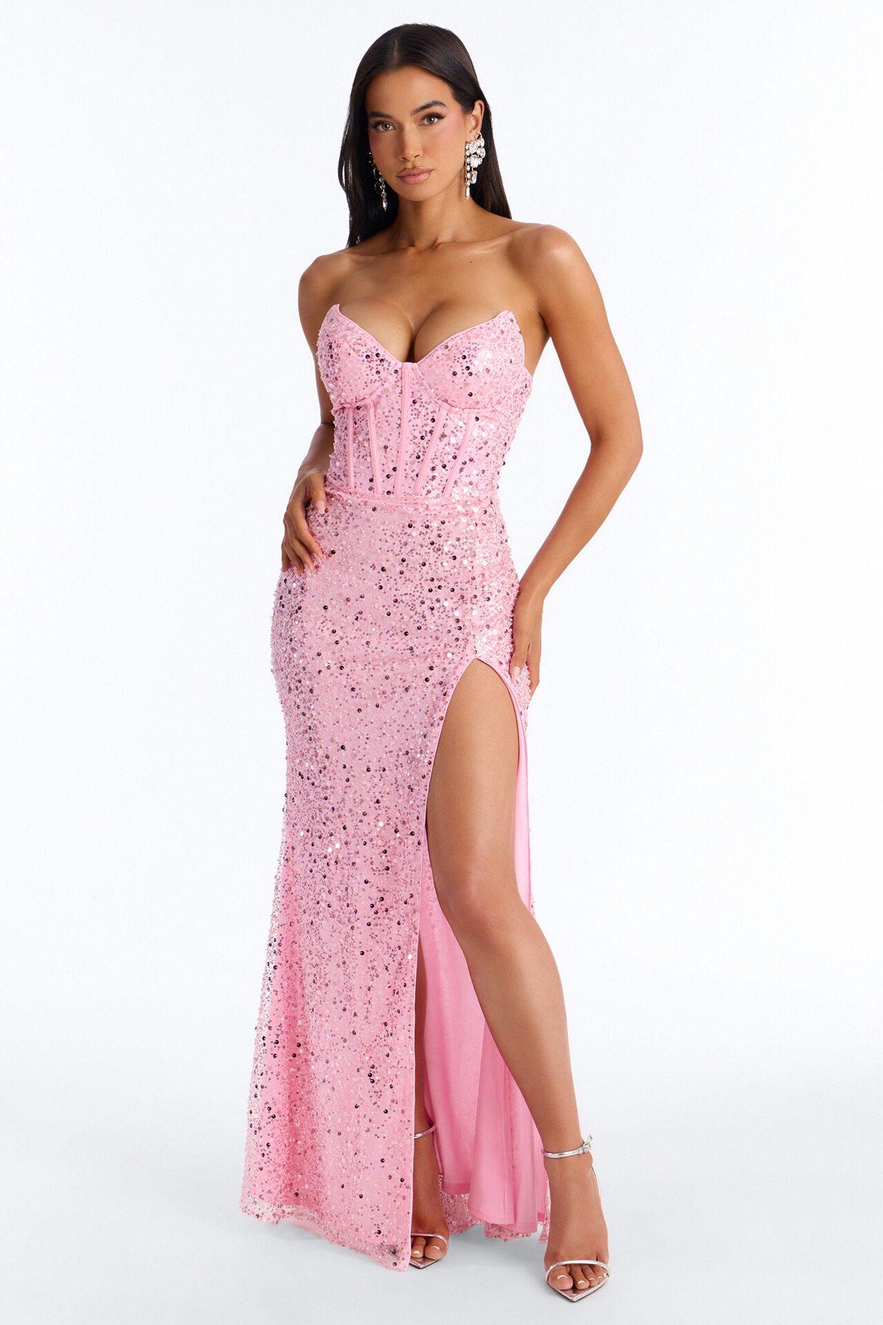 Juliana Embellished Corset Gown - Pink