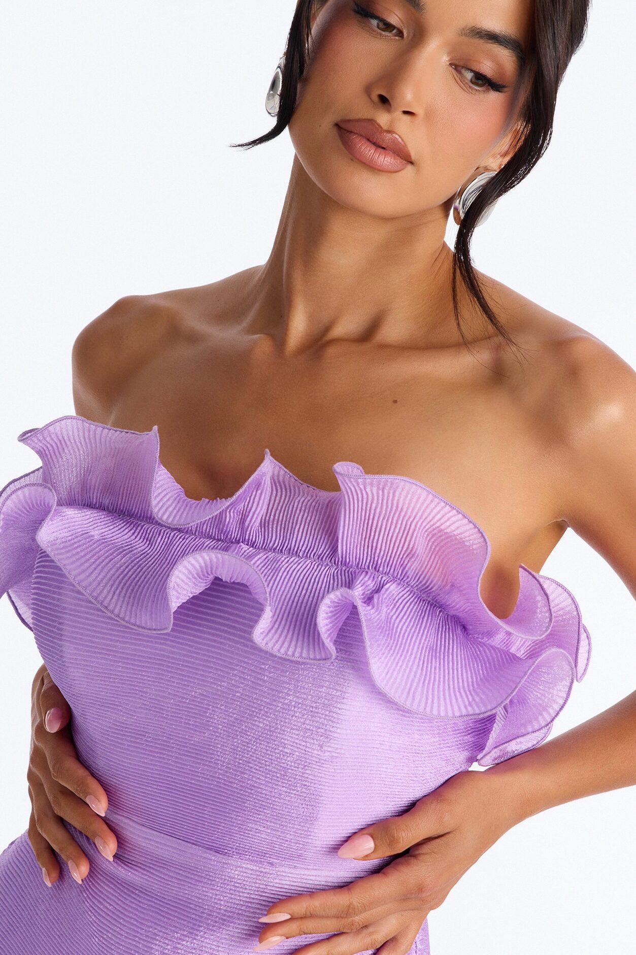Hitting The Town Organza Mini Dress - Lavender